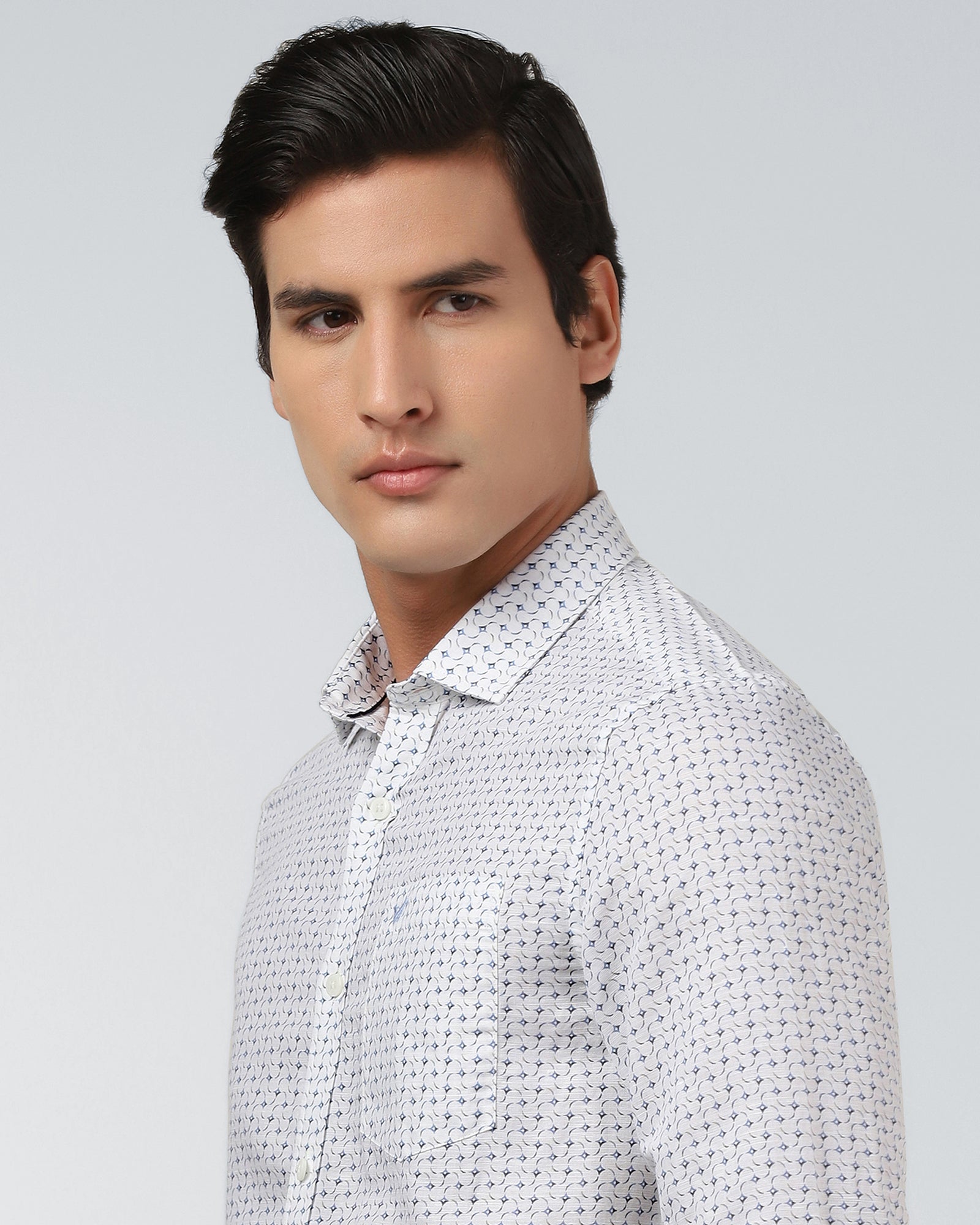 Blue Linen Printed Shirt - Silvano