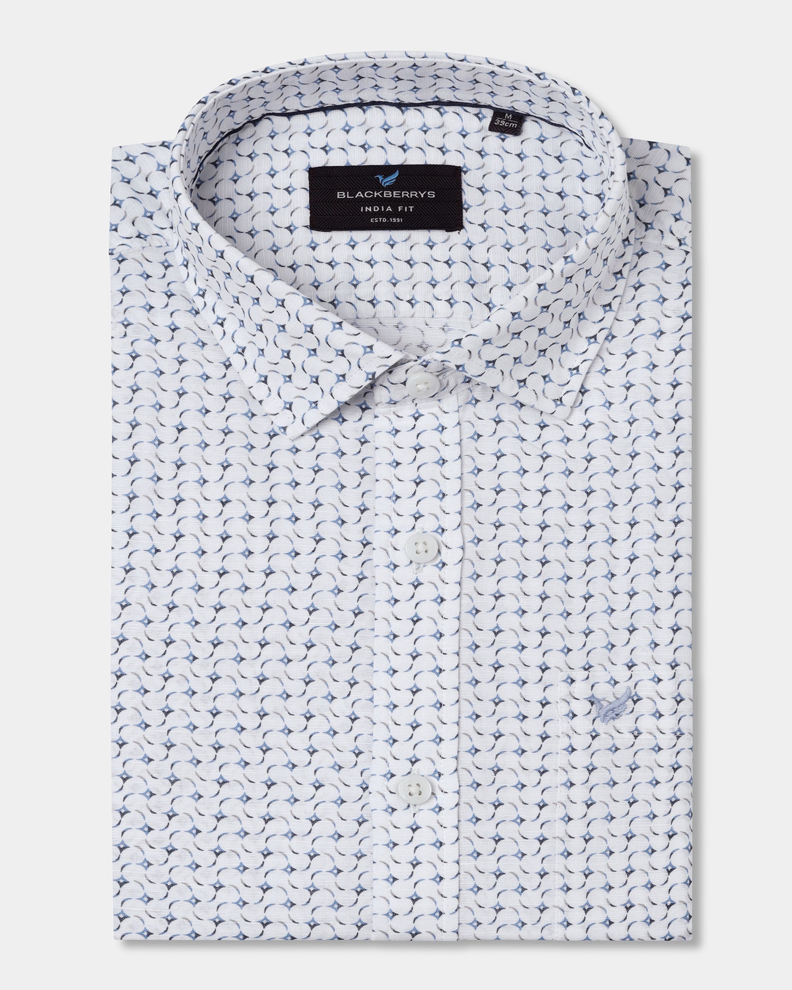 Blue Linen Printed Shirt - Silvano