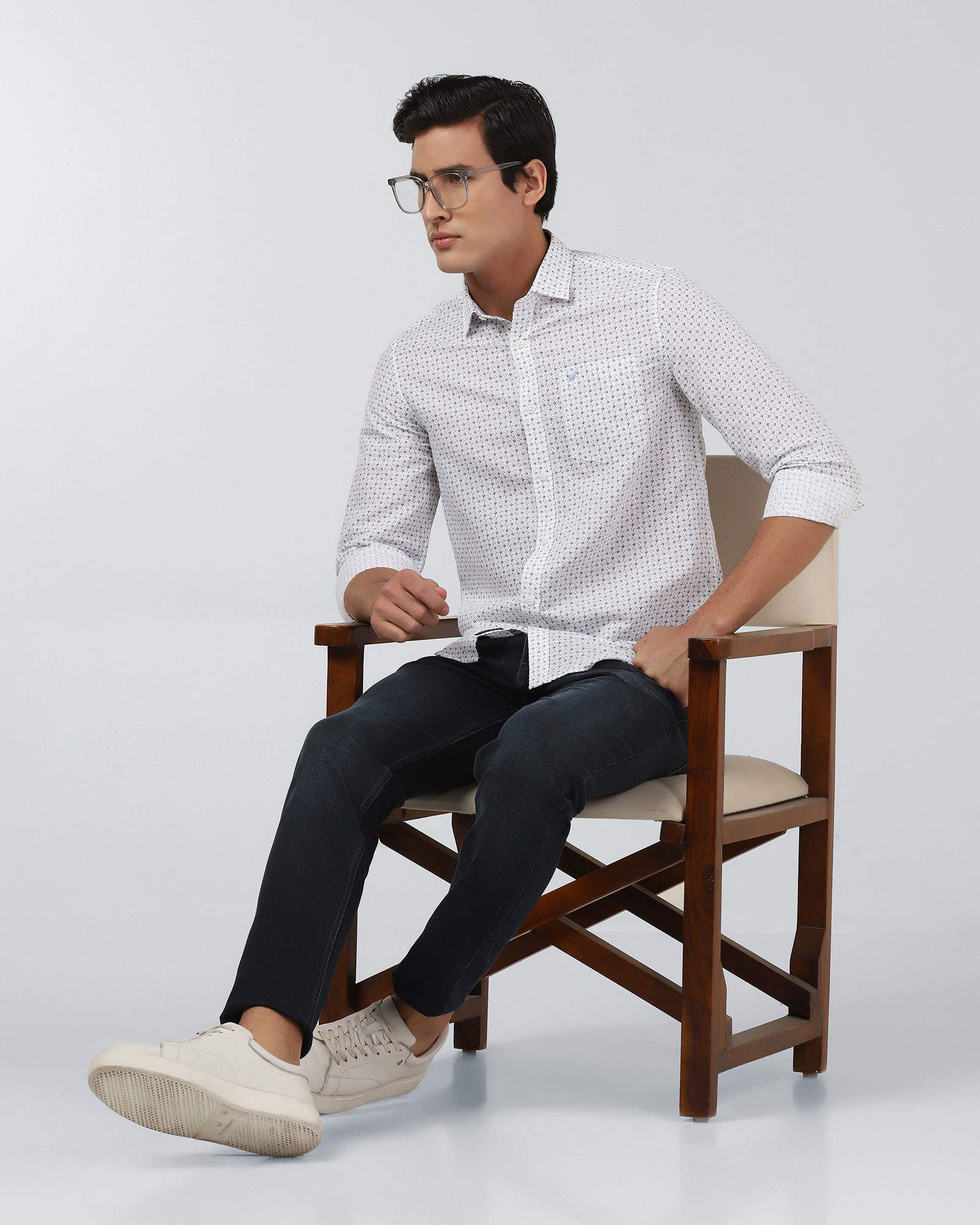 Blue Linen Printed Shirt - Silvano
