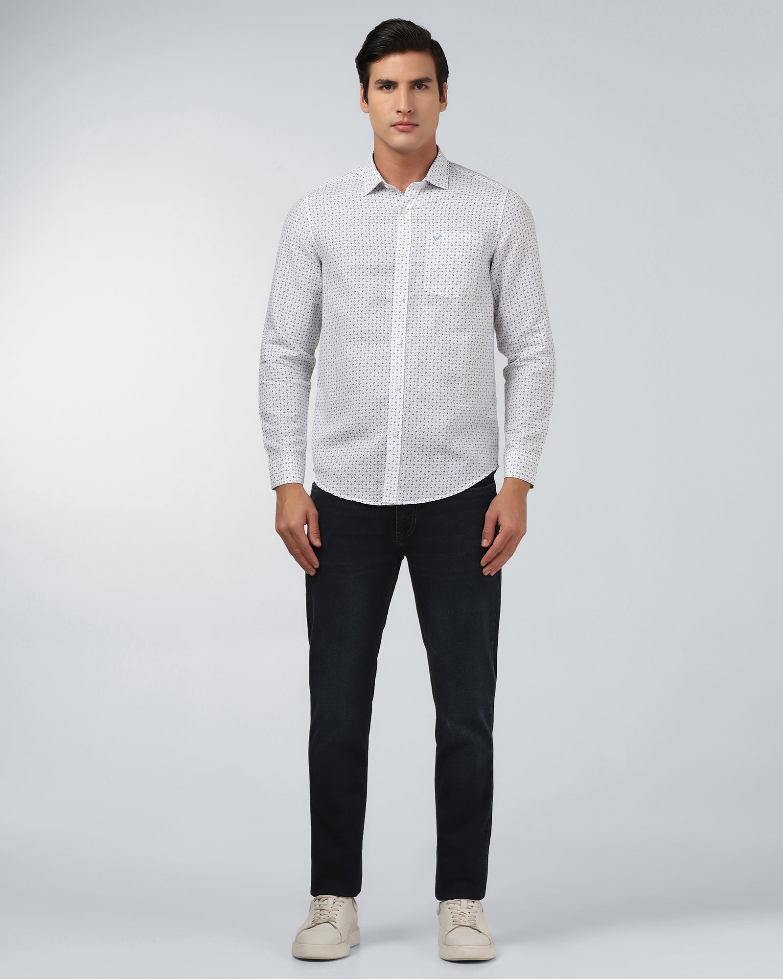 Blue Linen Printed Shirt - Silvano