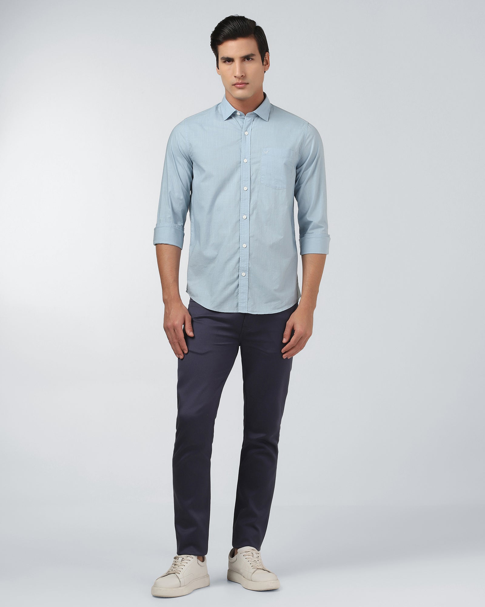 Blue Solid Shirt - Gobert