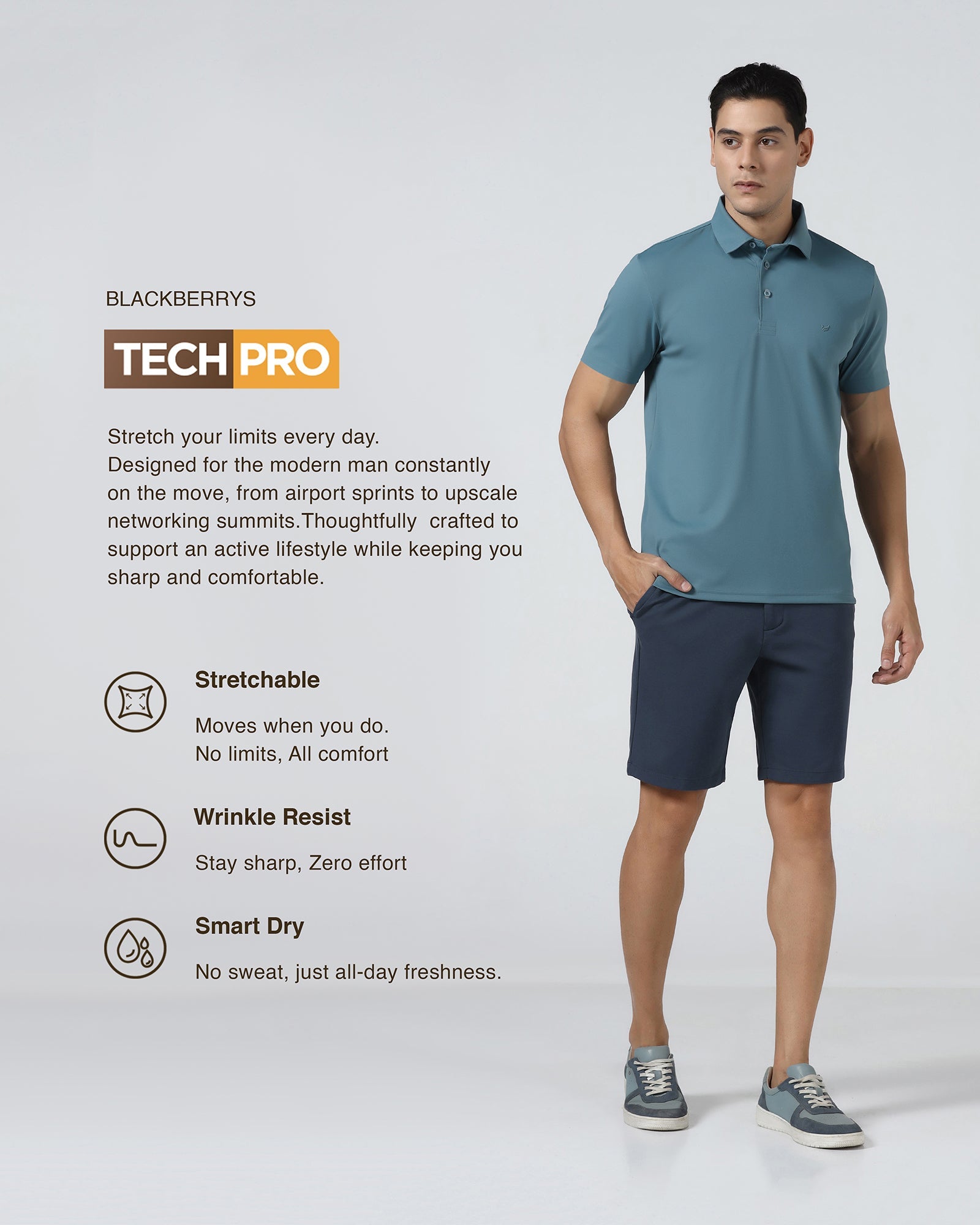 Blue TechPro Textured Polo - Hina