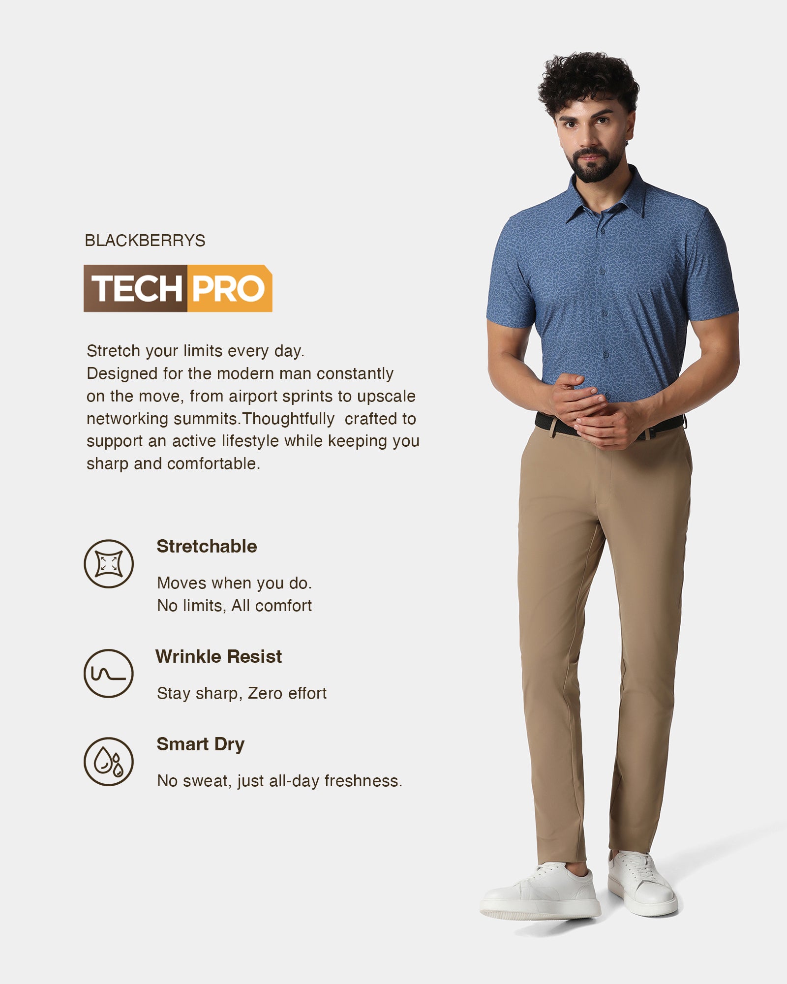 Blue Half Sleeve TechPro Printed Shirt - Ramtilhs