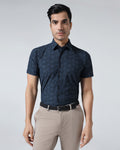 Blue Half Sleeve TechPro Printed Shirt - Reneos