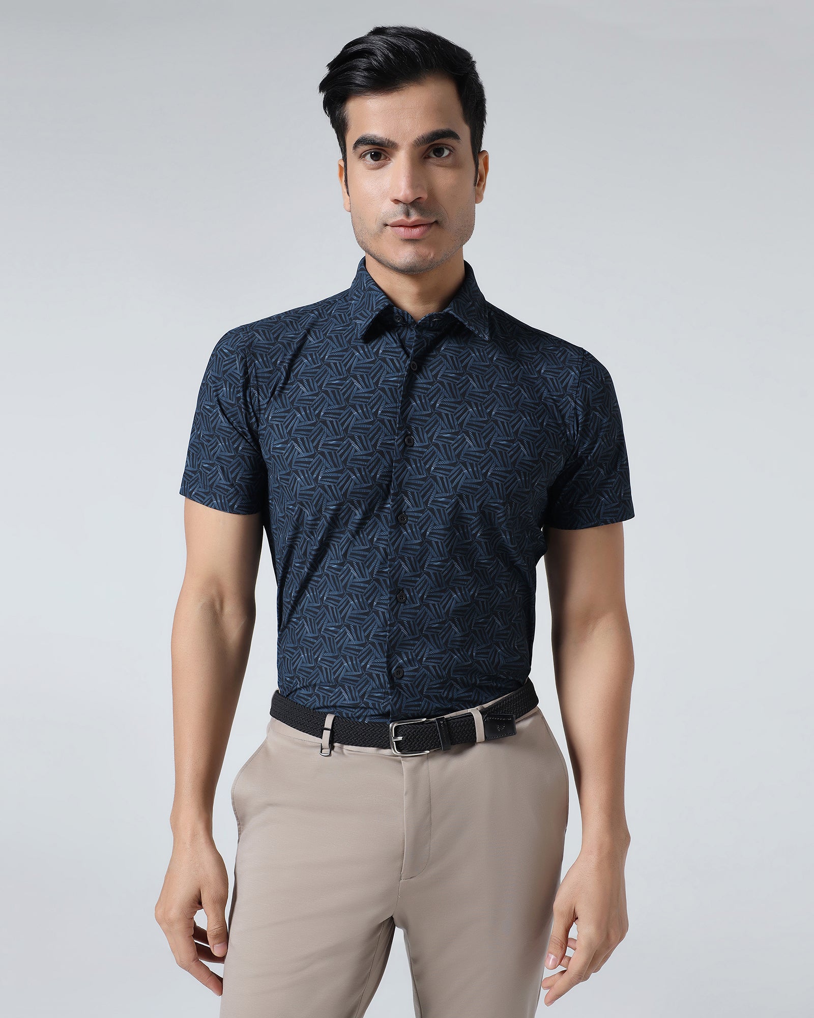 Blue Half Sleeve TechPro Printed Shirt - Reneos