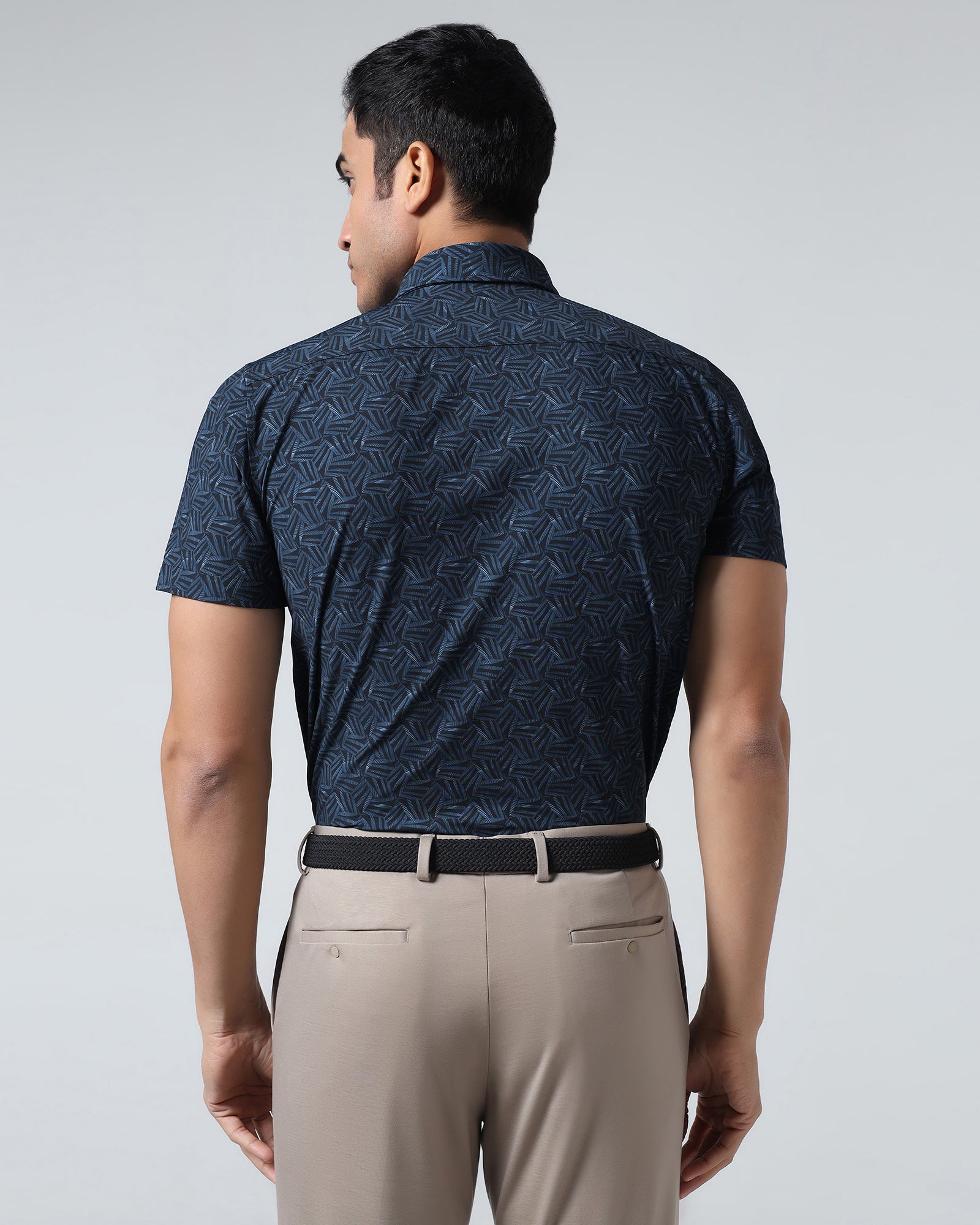 Blue Half Sleeve TechPro Printed Shirt - Reneos