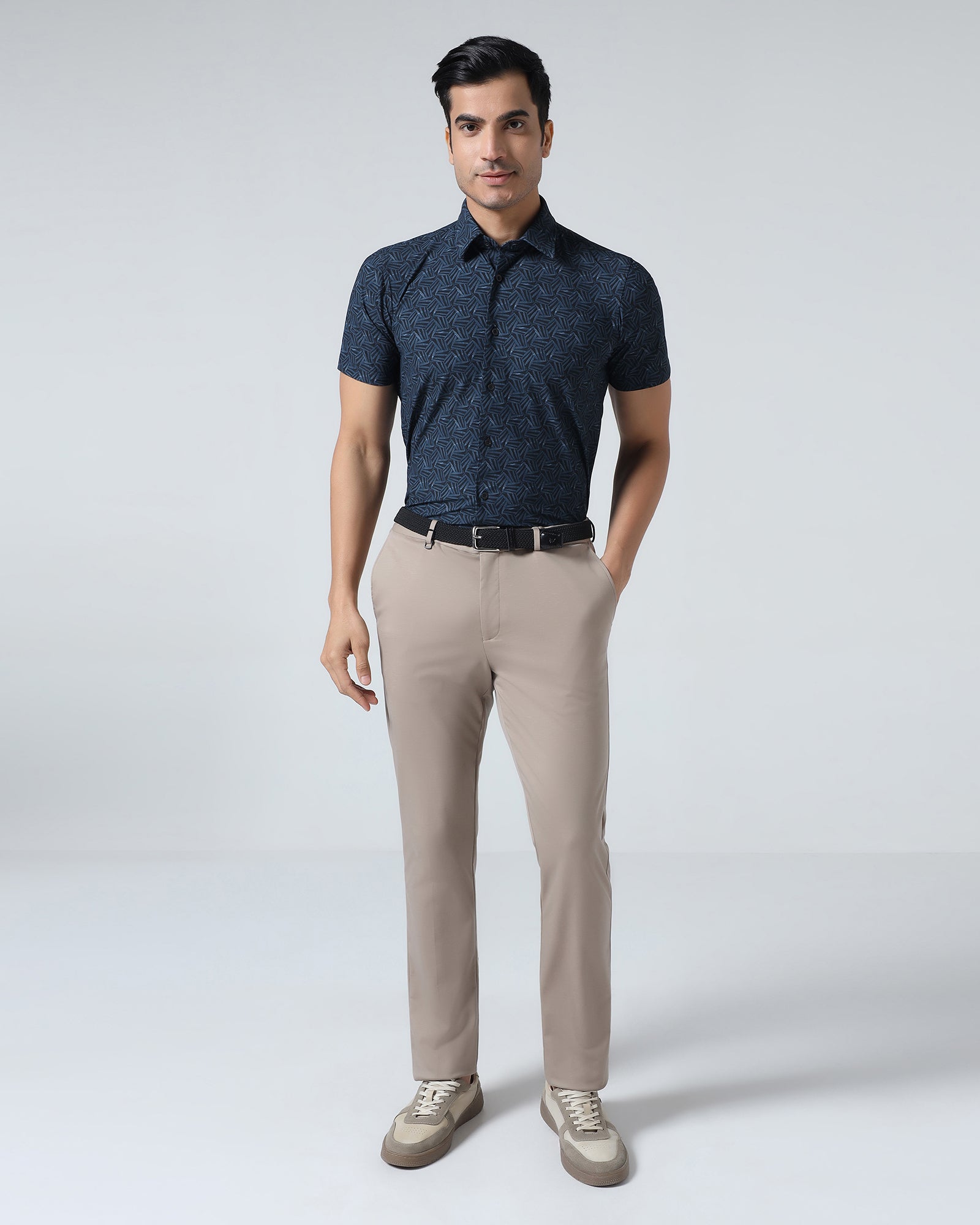 Blue Half Sleeve TechPro Printed Shirt - Reneos