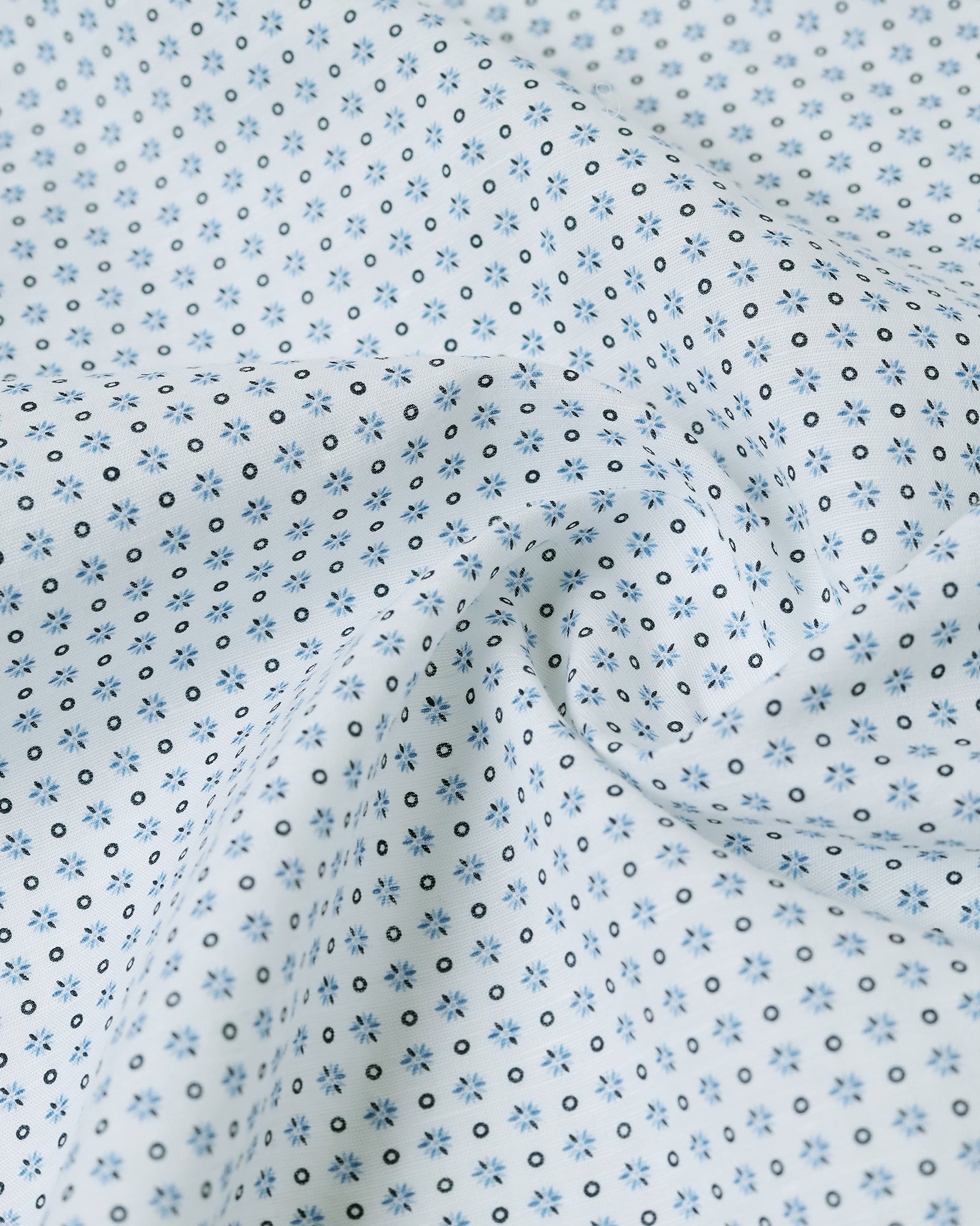 Blue Half Sleeve Linen Printed Shirt - Rogel