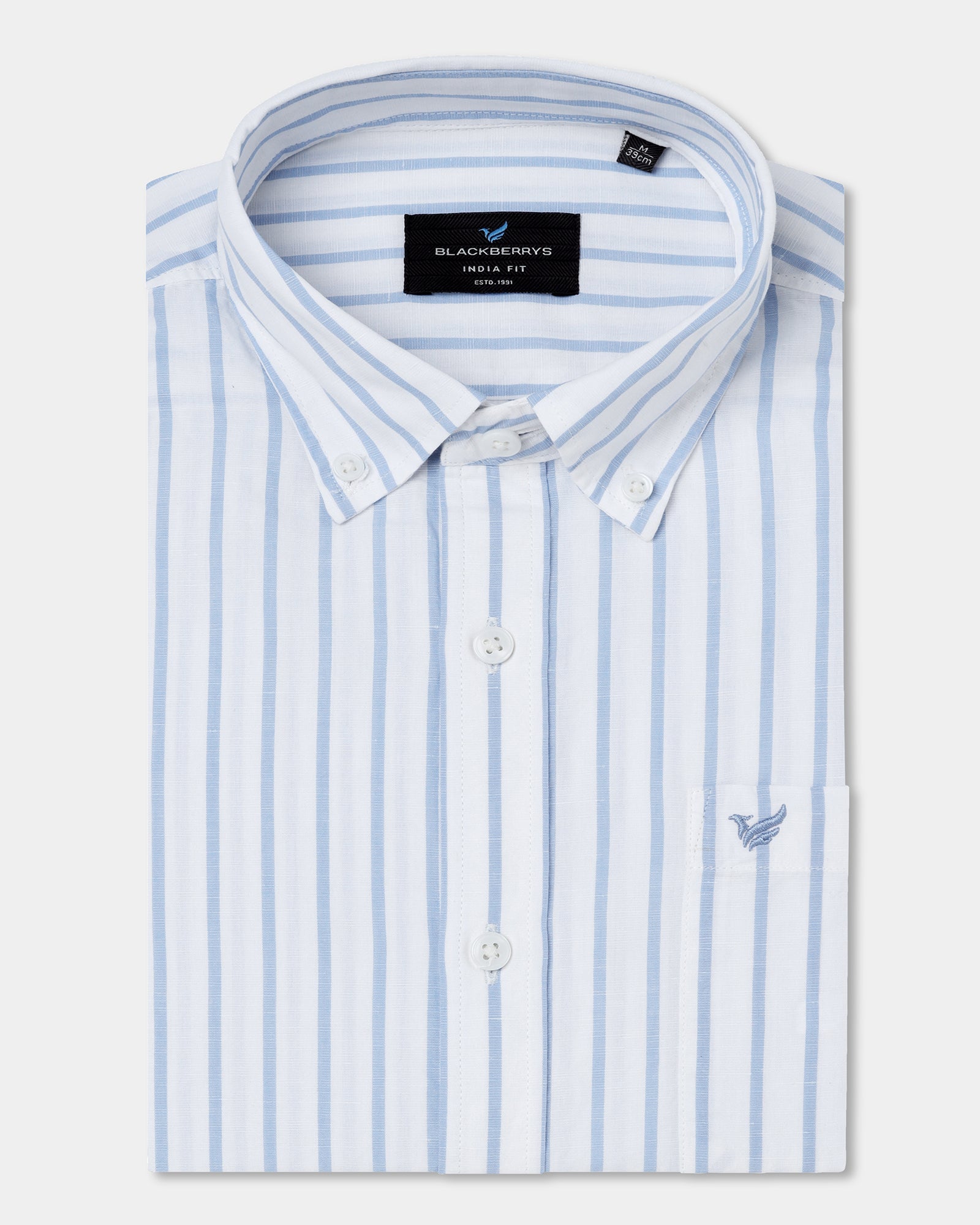 Blue Linen Stripe Shirt - Marzel