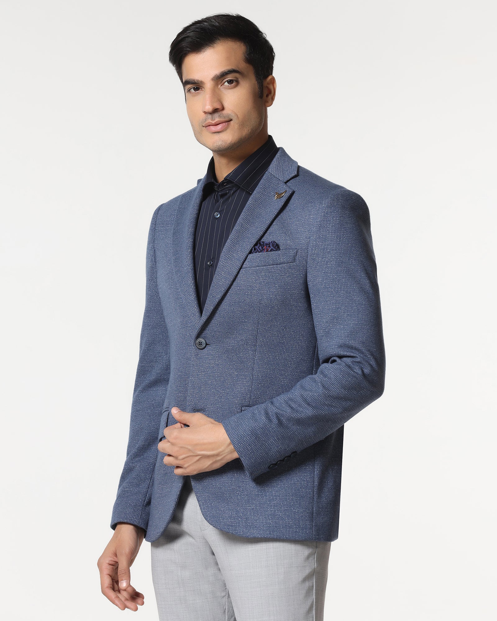 Blue Luxe Textured Blazer - Baleno