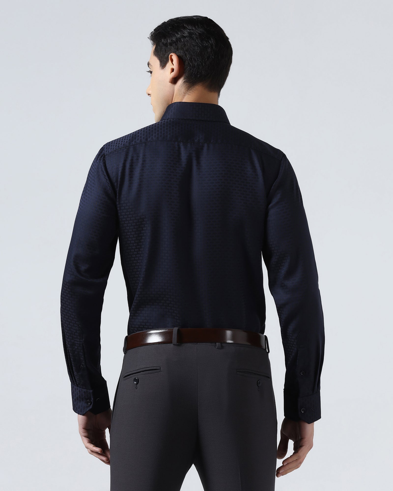 Blue Non Iron Textured Shirt - Elodie