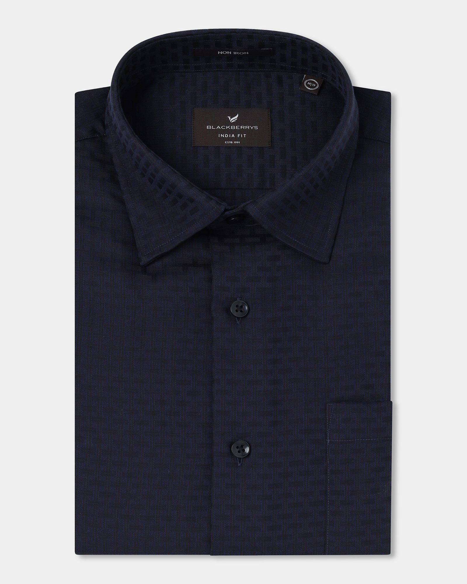 Blue Non Iron Textured Shirt - Elodie