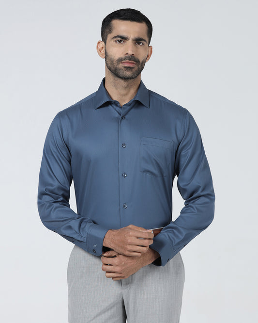 Blue Non Iron Textured Shirt - Erik