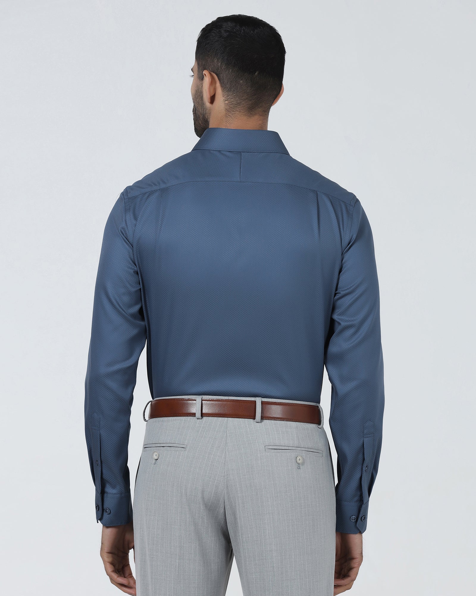 Blue Non Iron Textured Shirt - Erik