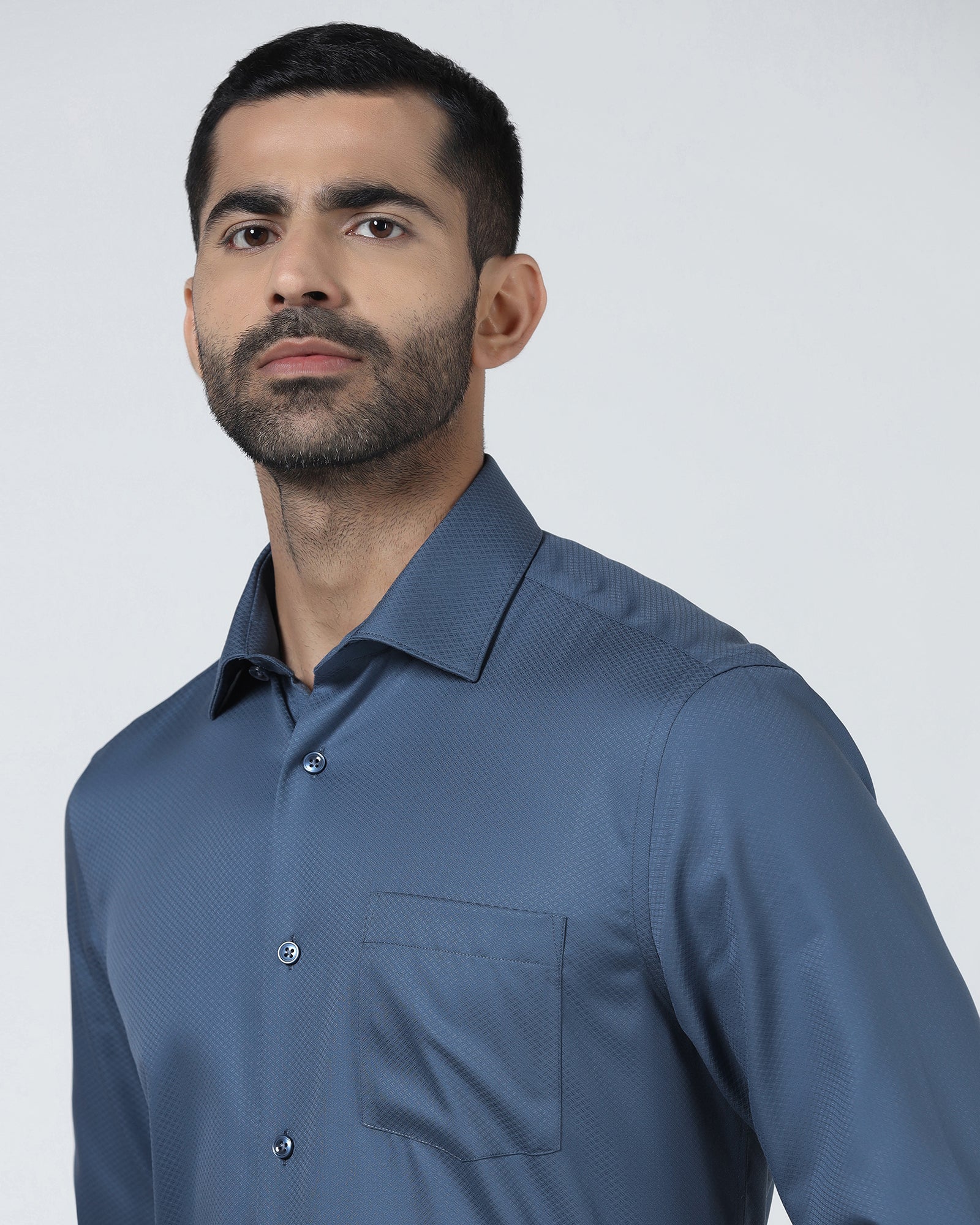 Blue Non Iron Textured Shirt - Erik