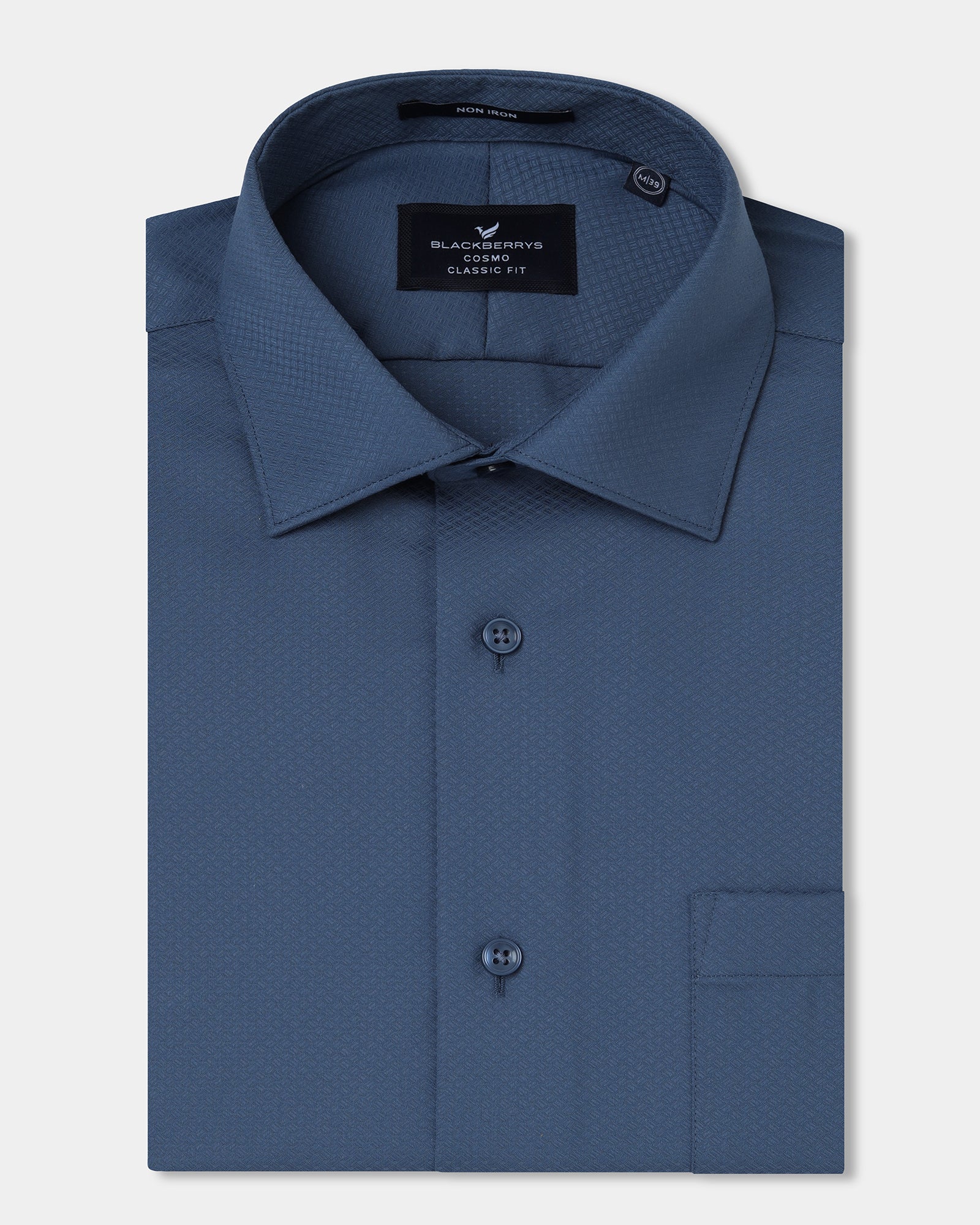 Blue Non Iron Textured Shirt - Erik