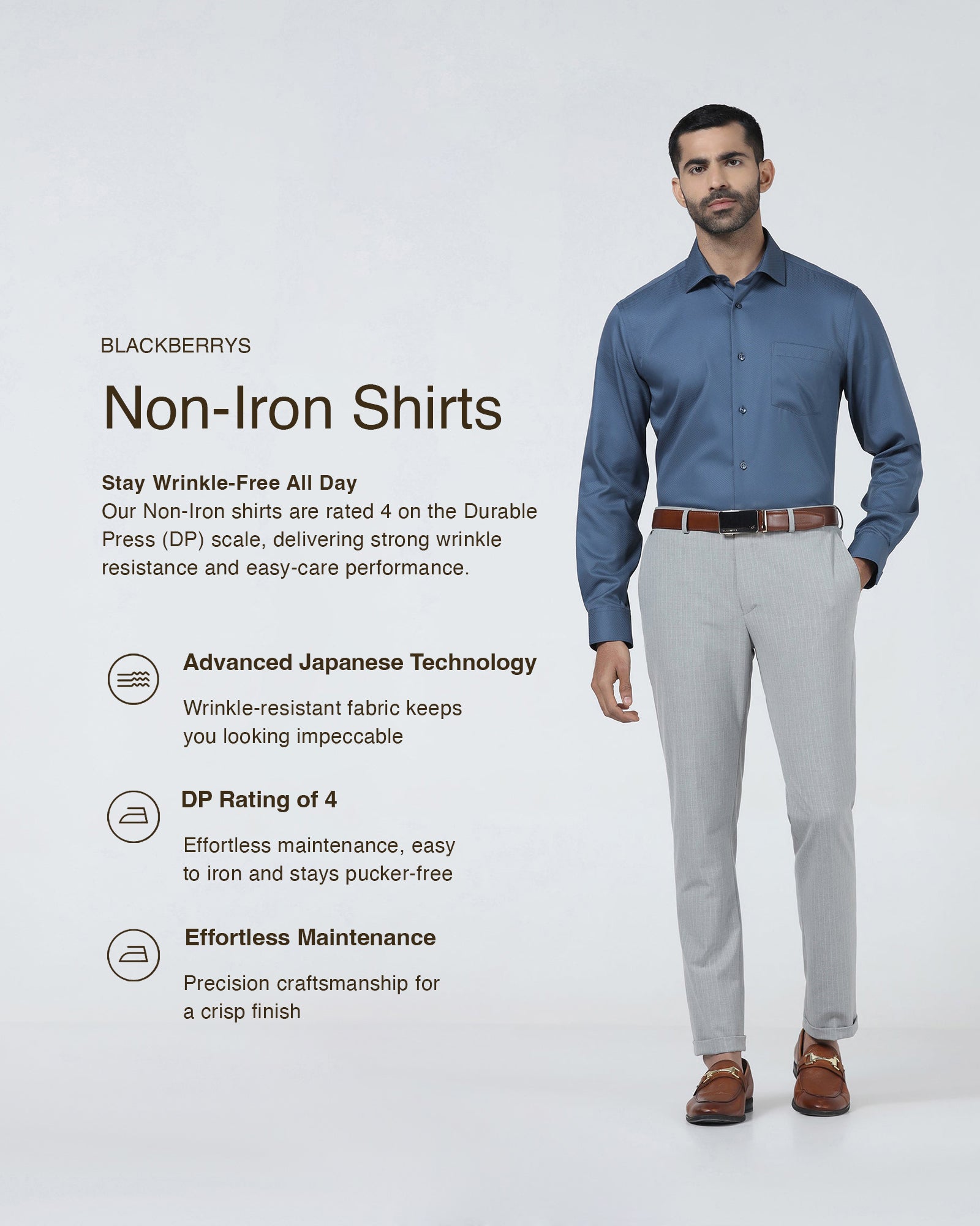 Blue Non Iron Textured Shirt - Erik