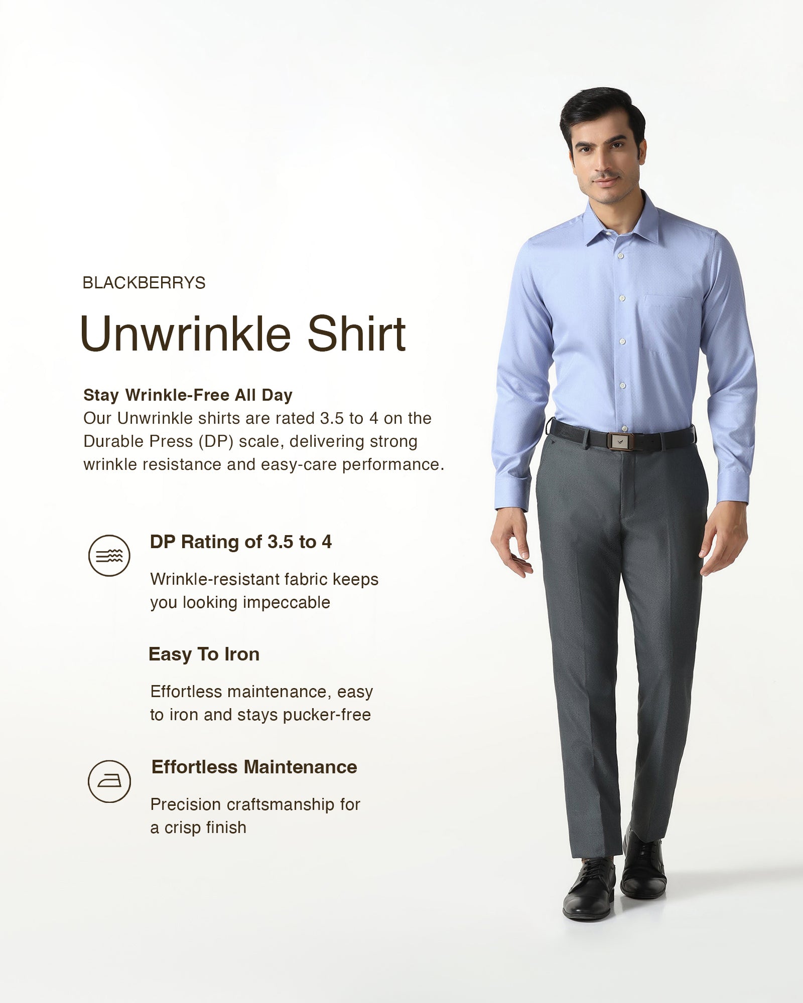 Blue Unwrinkle Textured Shirt - Relate