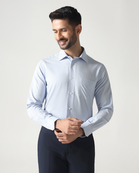 Blue Non Iron Textured Shirt - Russel