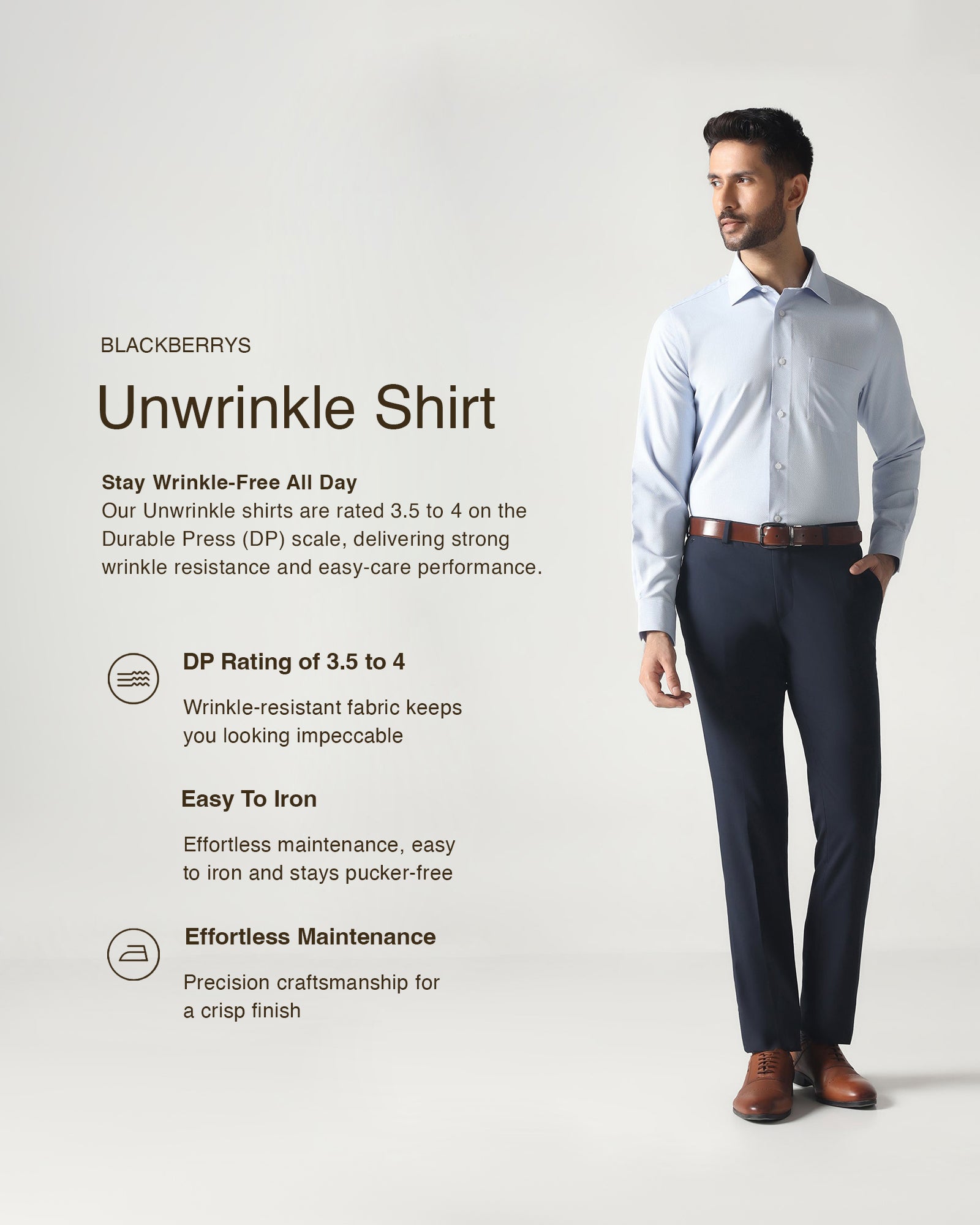 Blue Non Iron Textured Shirt - Russel