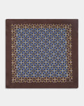 Blue Printed 100% Silk Pocket Square - Acorn