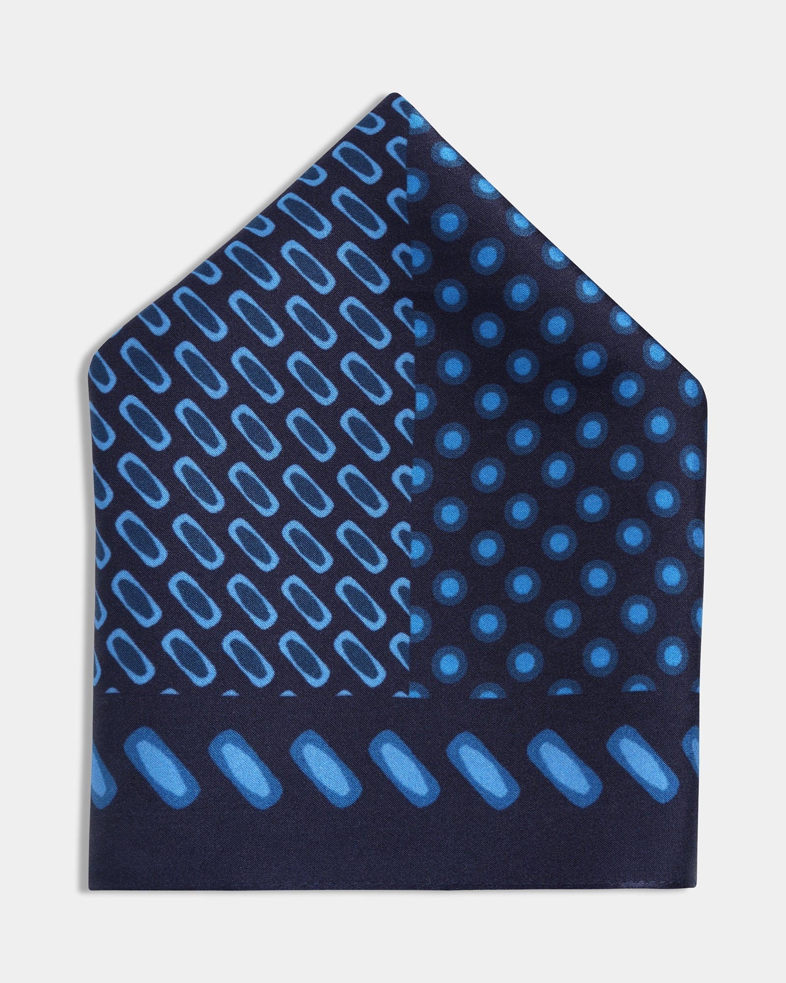 Blue Printed 100% Silk Pocket Square - Ada