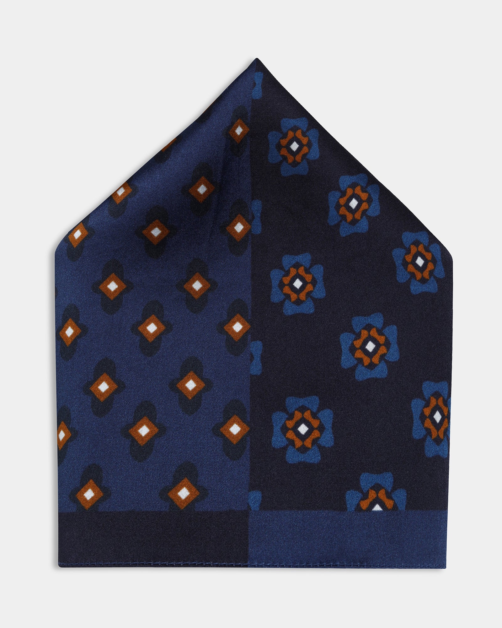Blue Printed 100% Silk Pocket Square - Arve