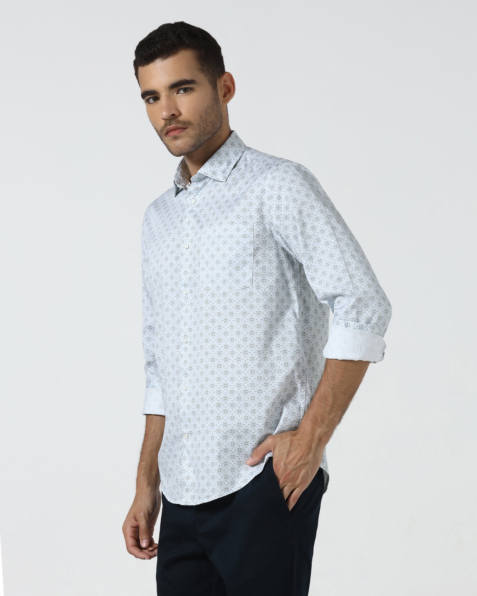 Blue Printed Shirt - Flogo