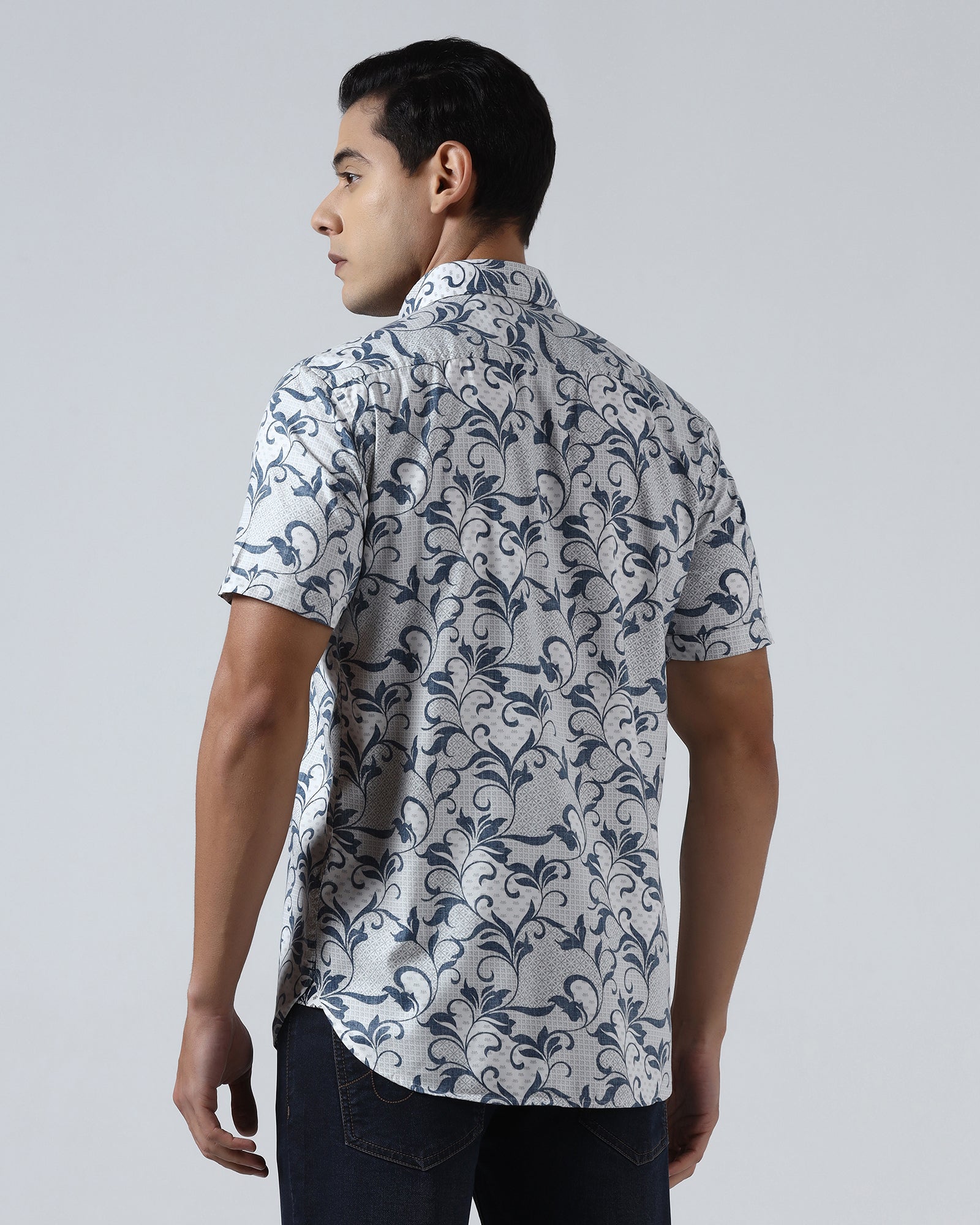 Blue Half Sleeve Printed Shirt - Lenard