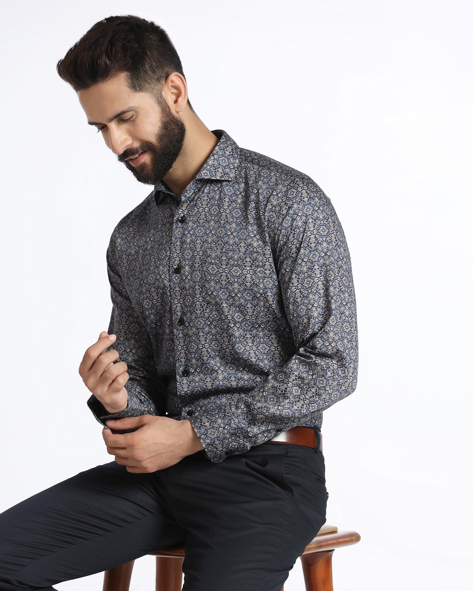 Blue Printed Shirt - Royce