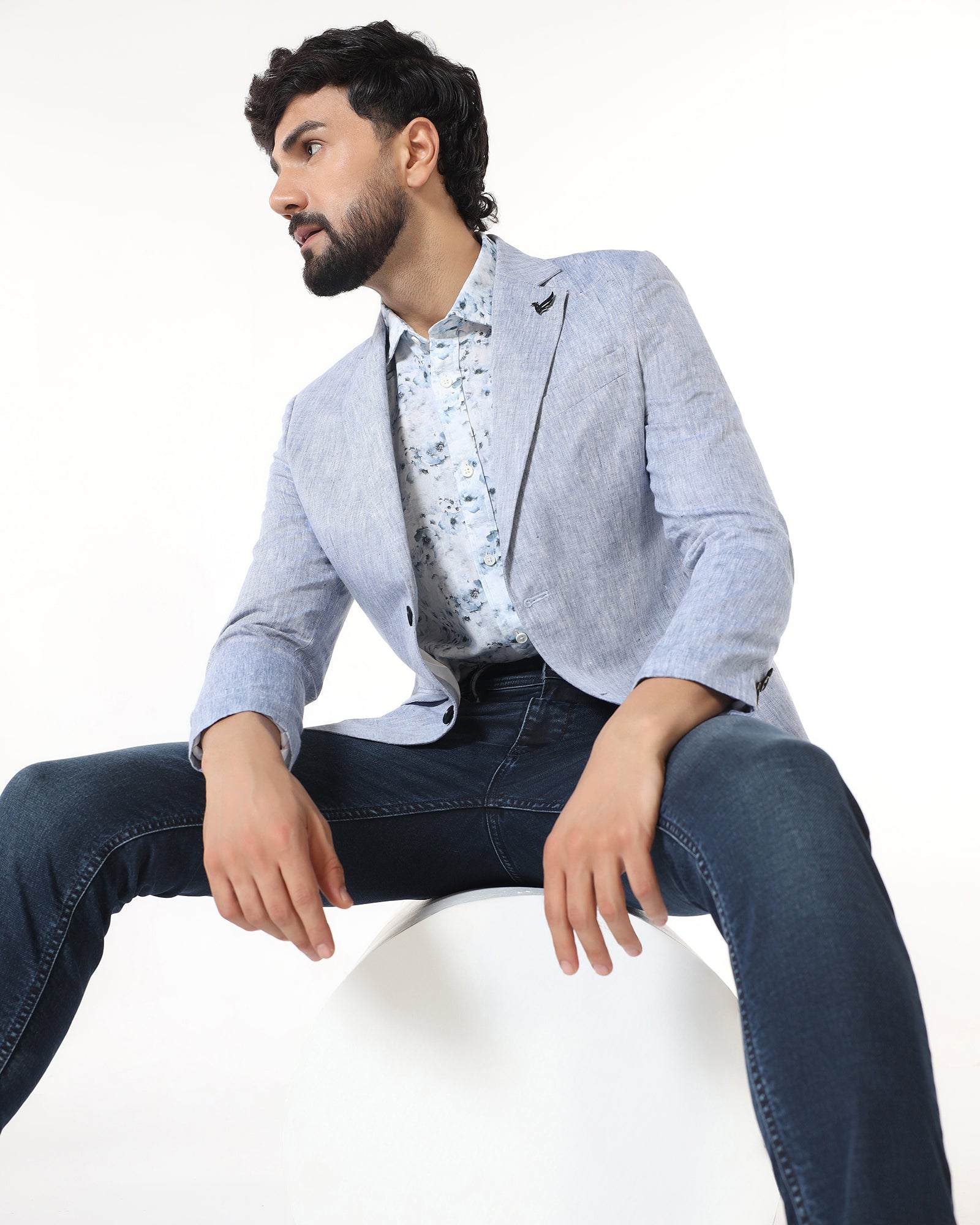 Blue Solid Blazer - Fiero