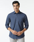 Blue Solid Shirt - Lujo