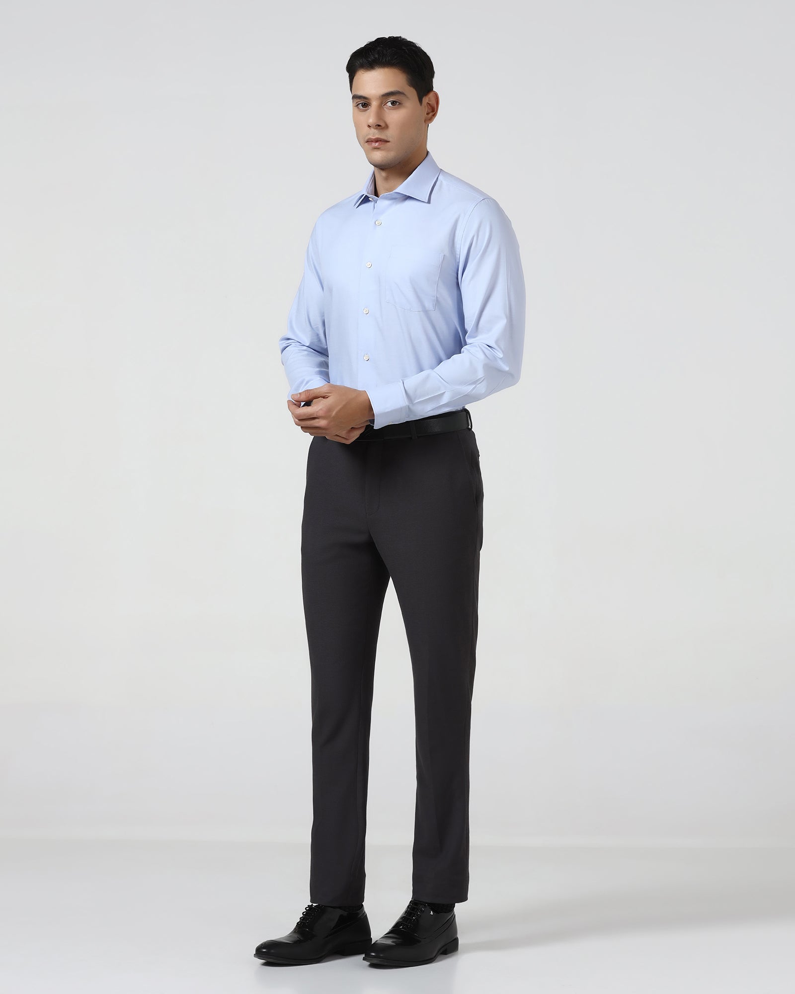 Blue Solid Shirt - Spiral