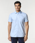 Blue Half Sleeve Solid Shirt - Trun
