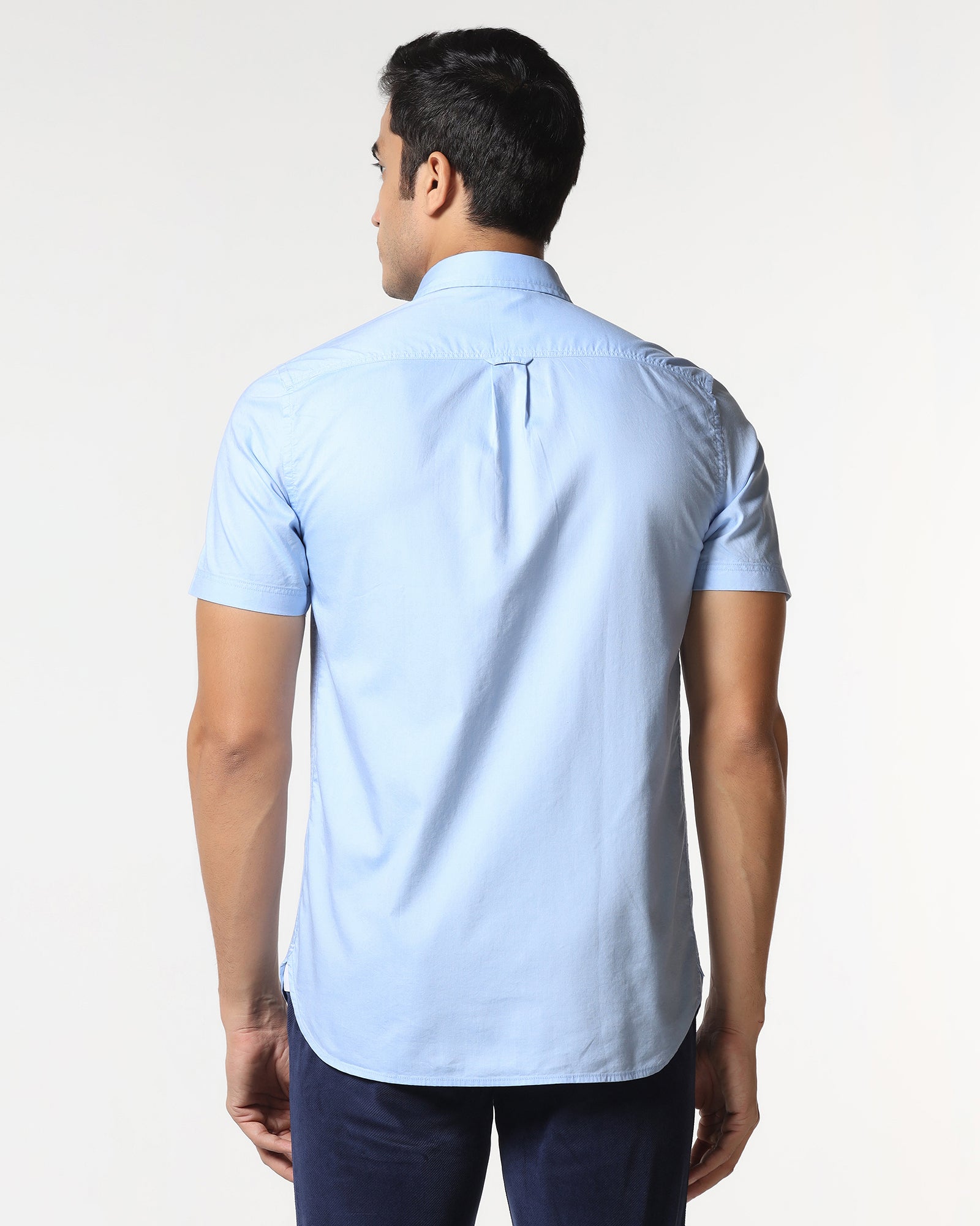 Blue Half Sleeve Solid Shirt - Trun