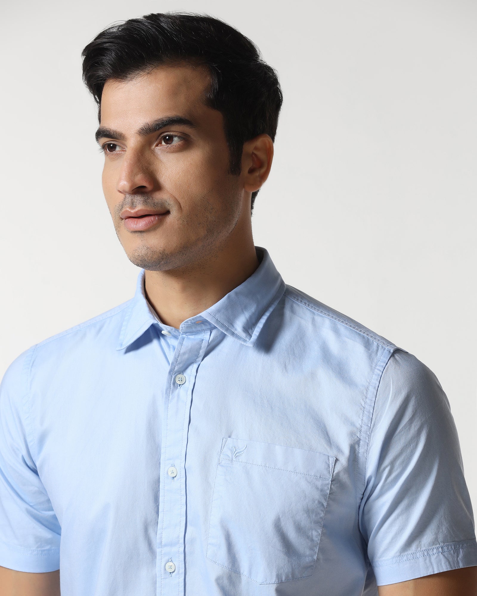 Blue Half Sleeve Solid Shirt - Trun