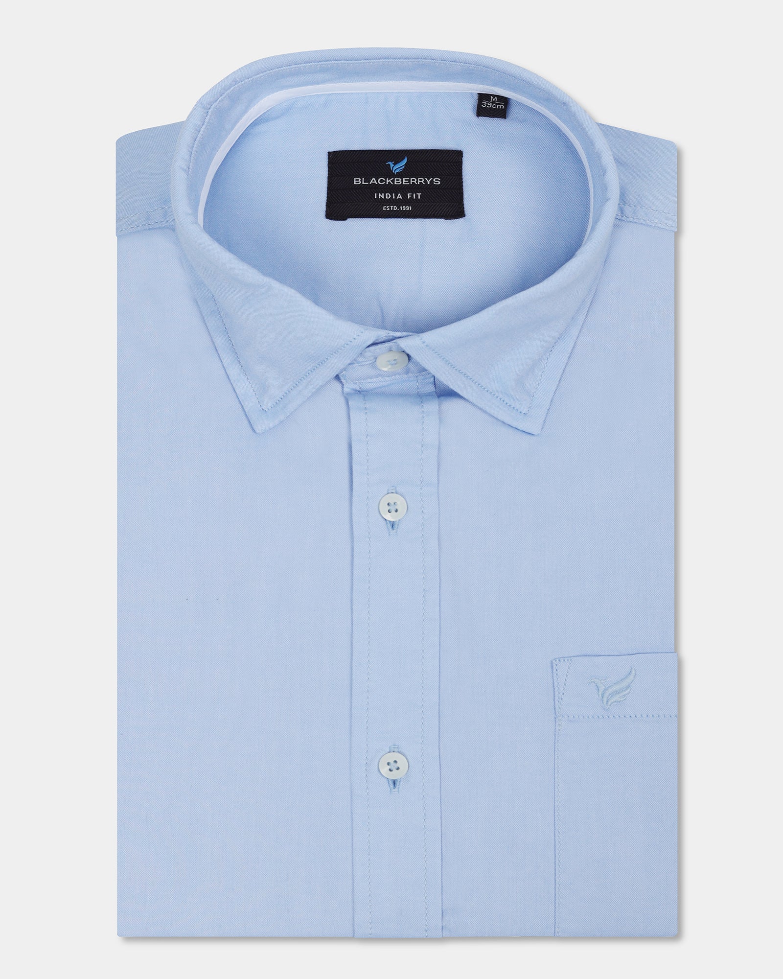 Blue Half Sleeve Solid Shirt - Trun