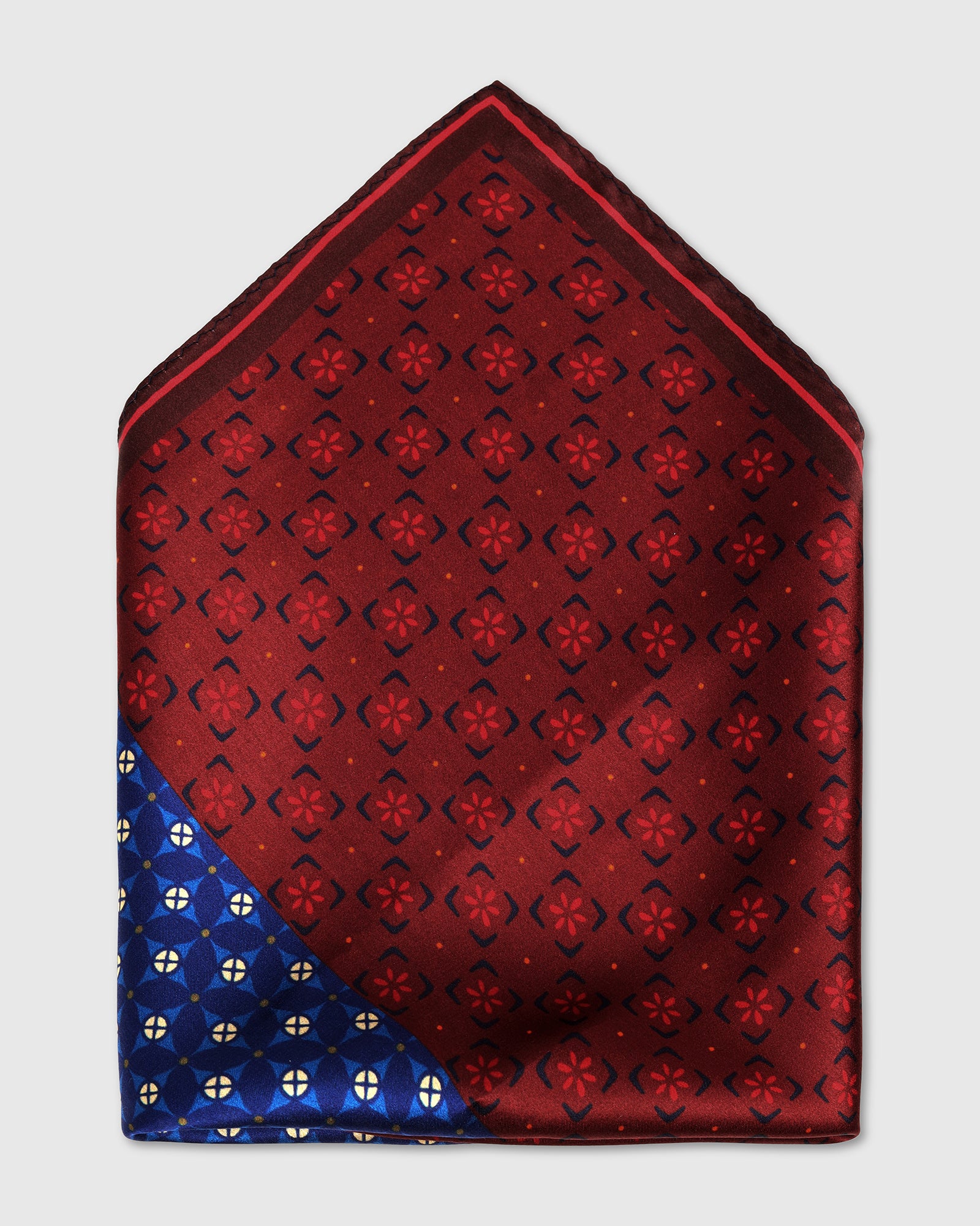 Blue Printed 100% Silk Pocket Square - Westleigh