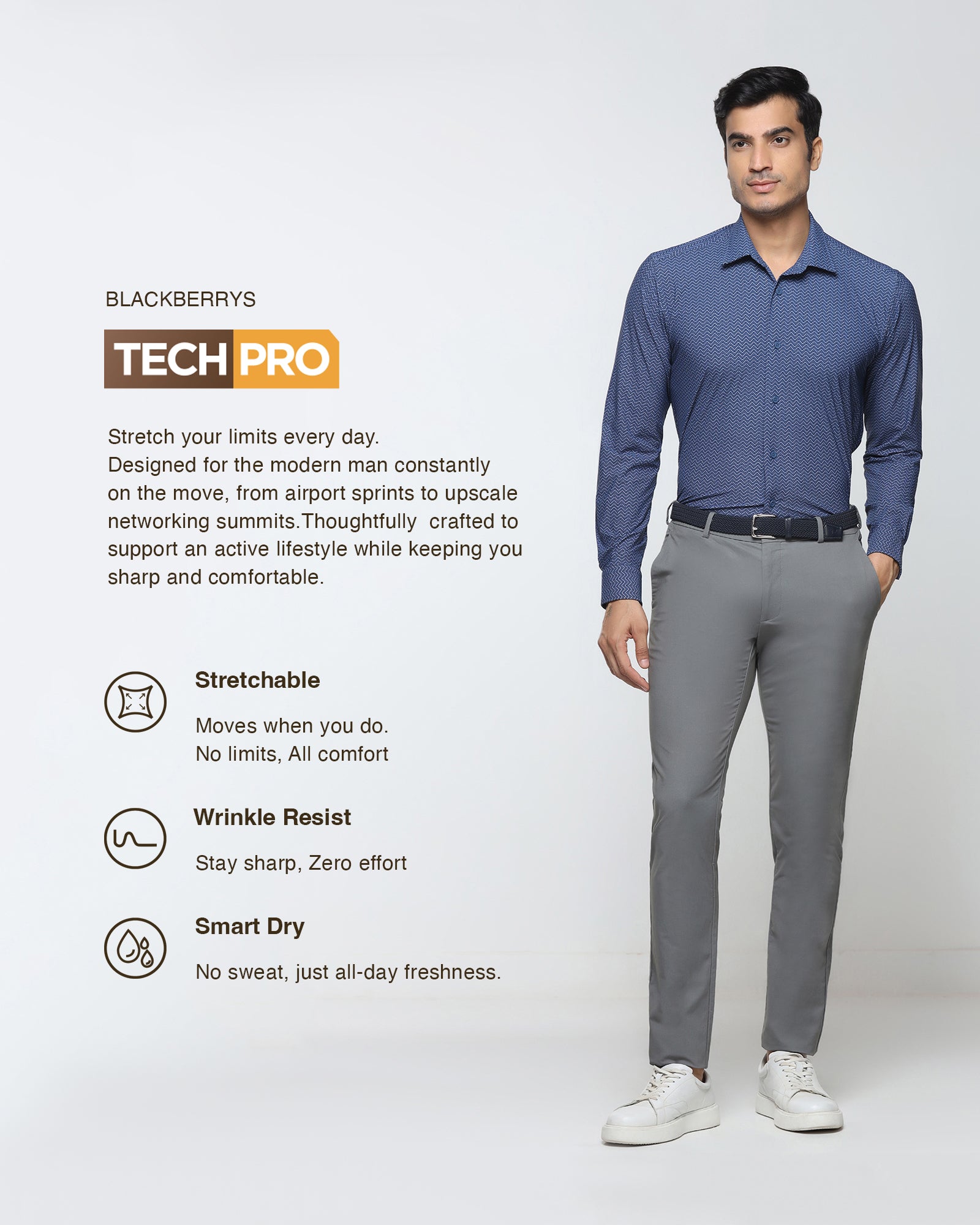 Blue TechPro Printed Shirt - Galaxy