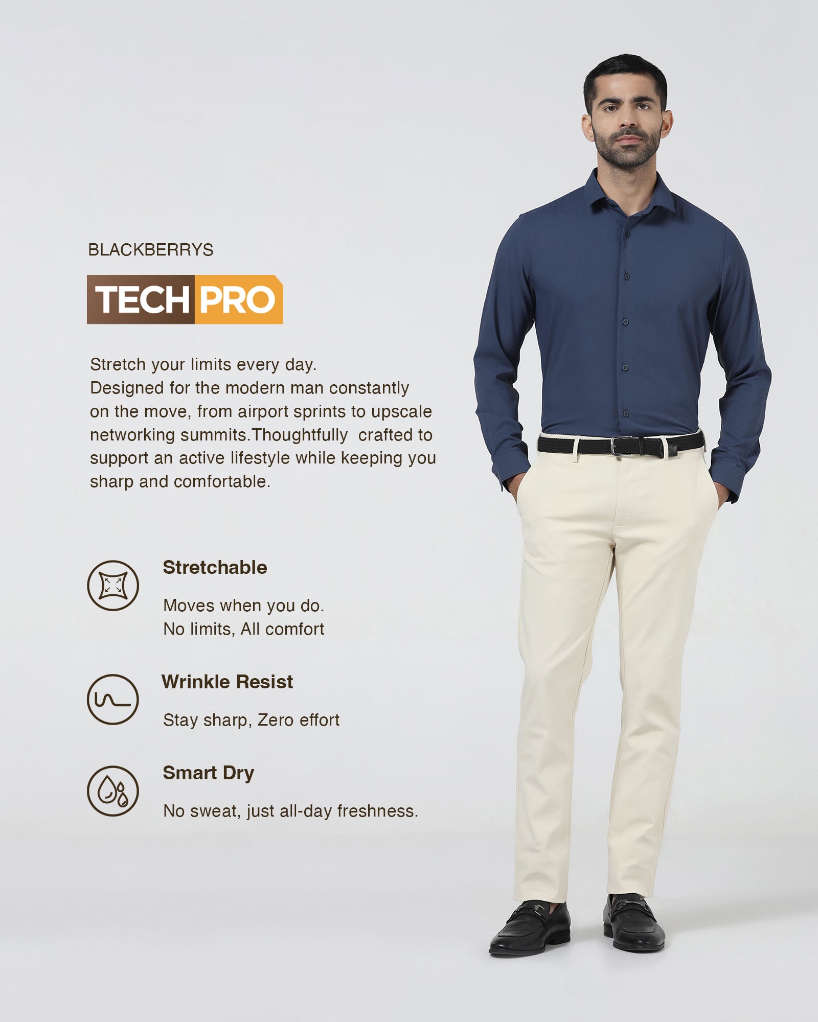 Blue TechPro Solid Shirt - Shephard