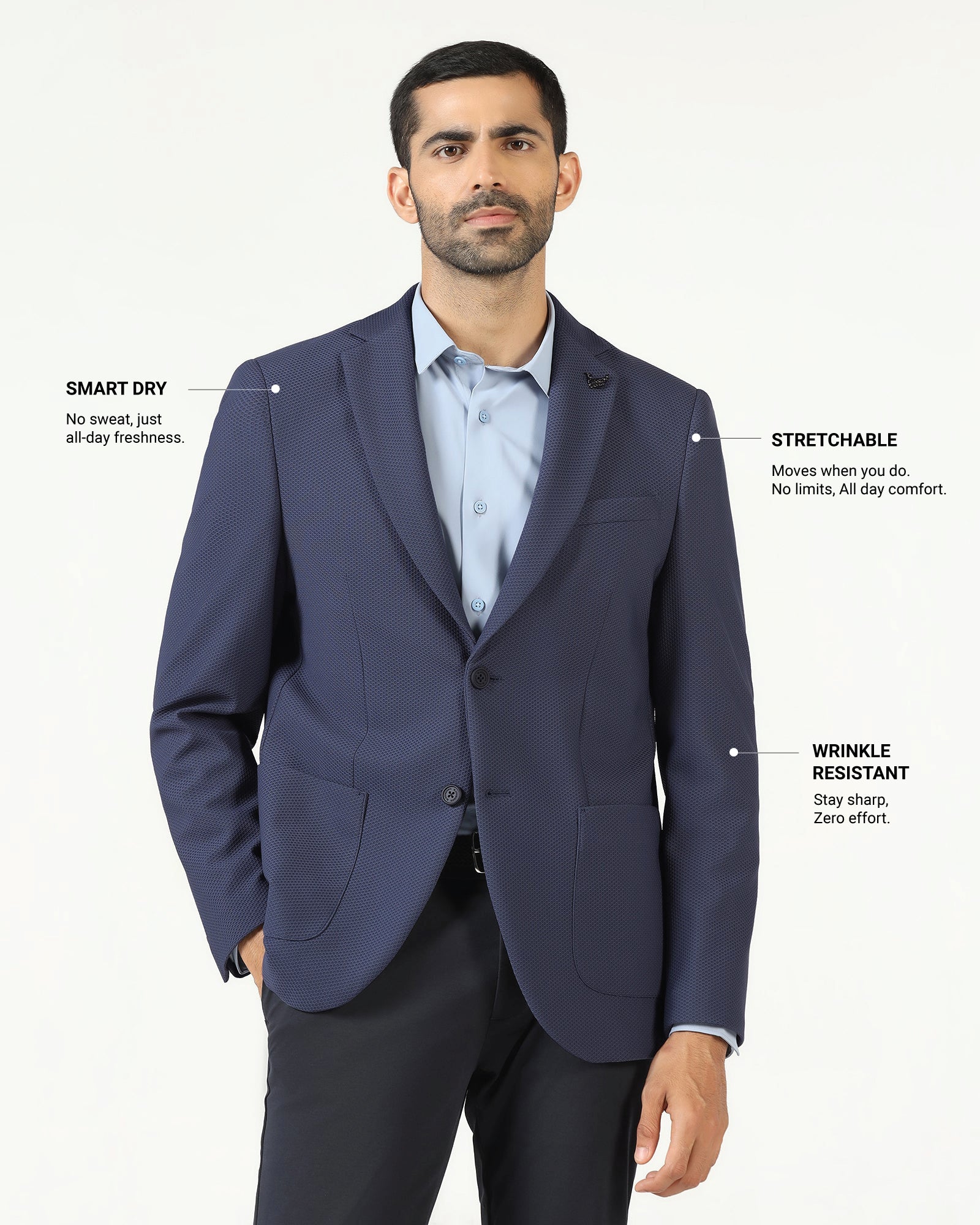 Blue TechPro Textured Blazer - Bowmore