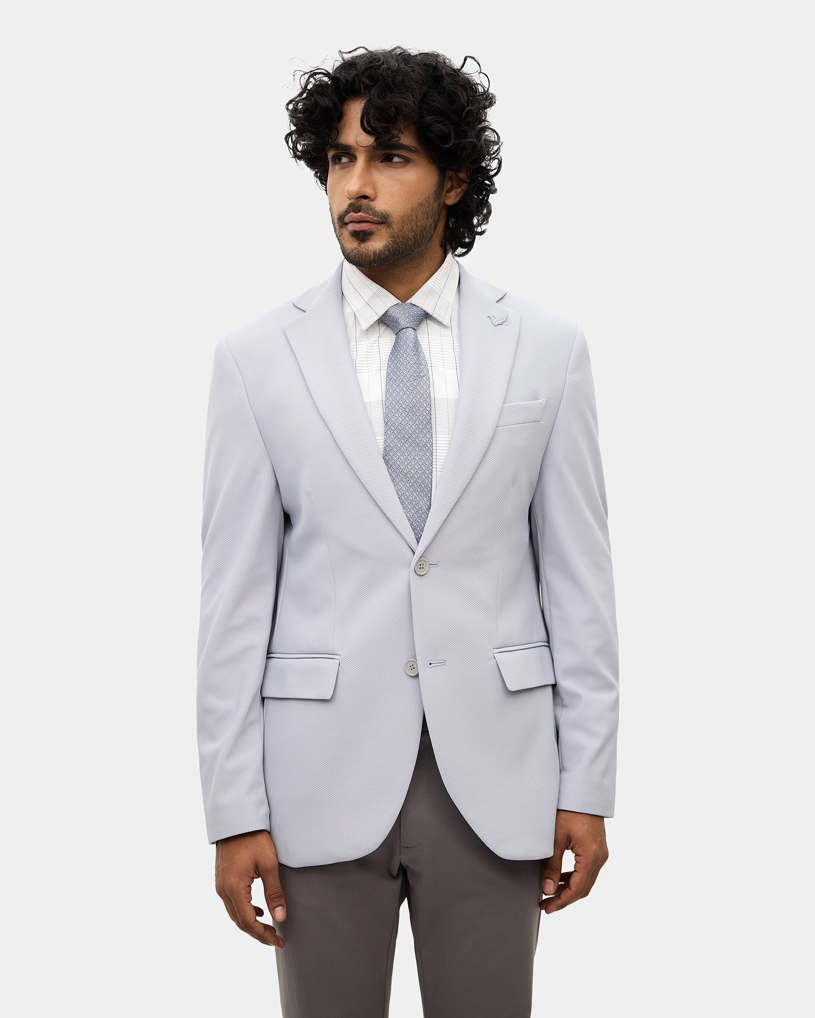 Blue Textured Blazer - Mit