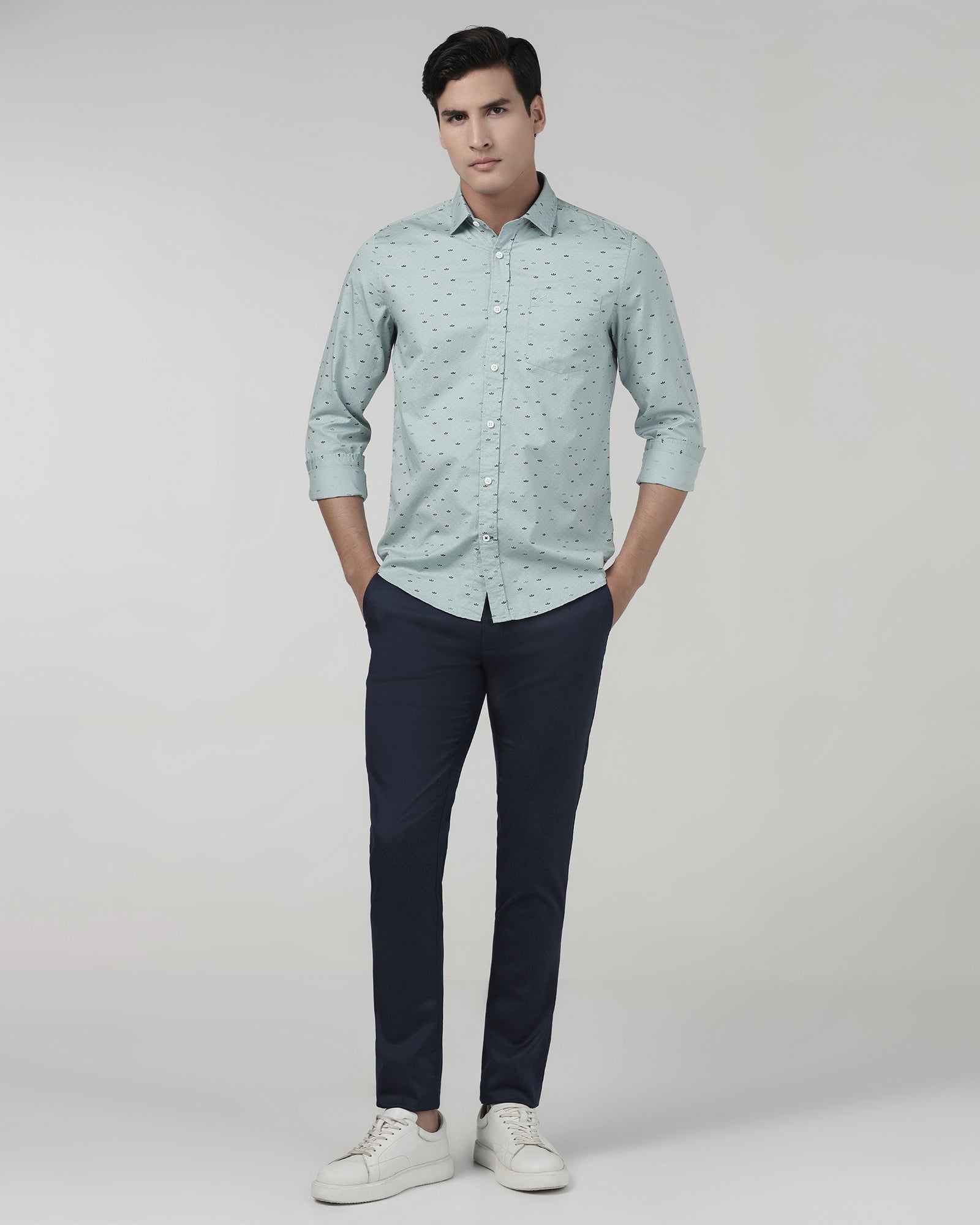 Blue Textured Khakis - Aspen