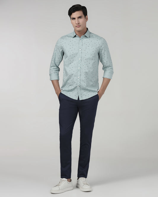 Blue Textured Khakis - Aspen