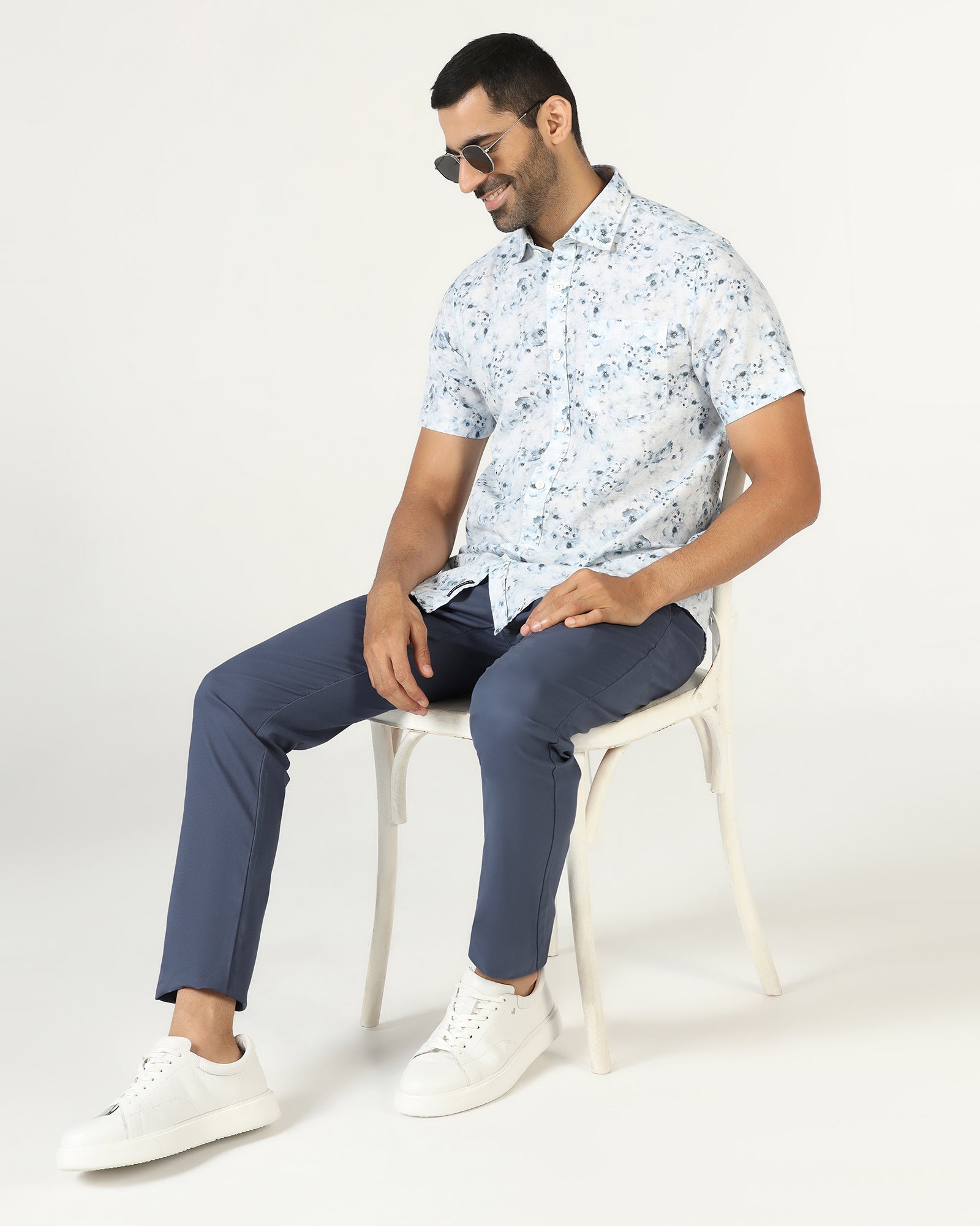 Blue Textured Khakis - Karis