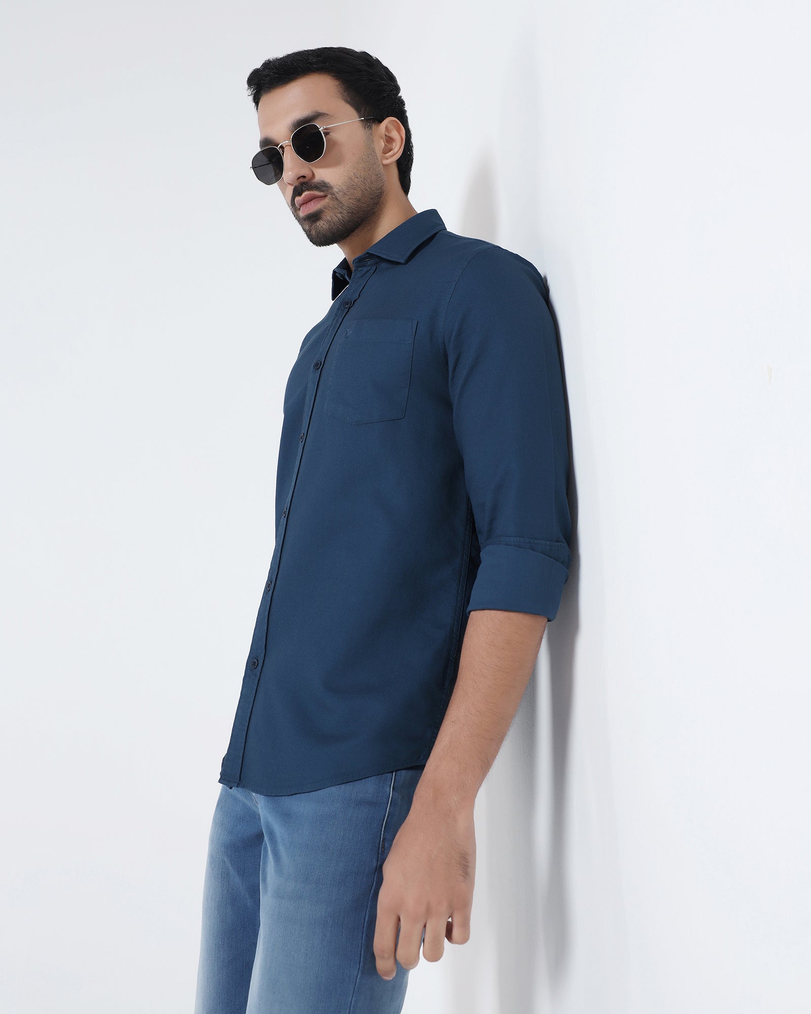 Blue Textured Shirt - Caty