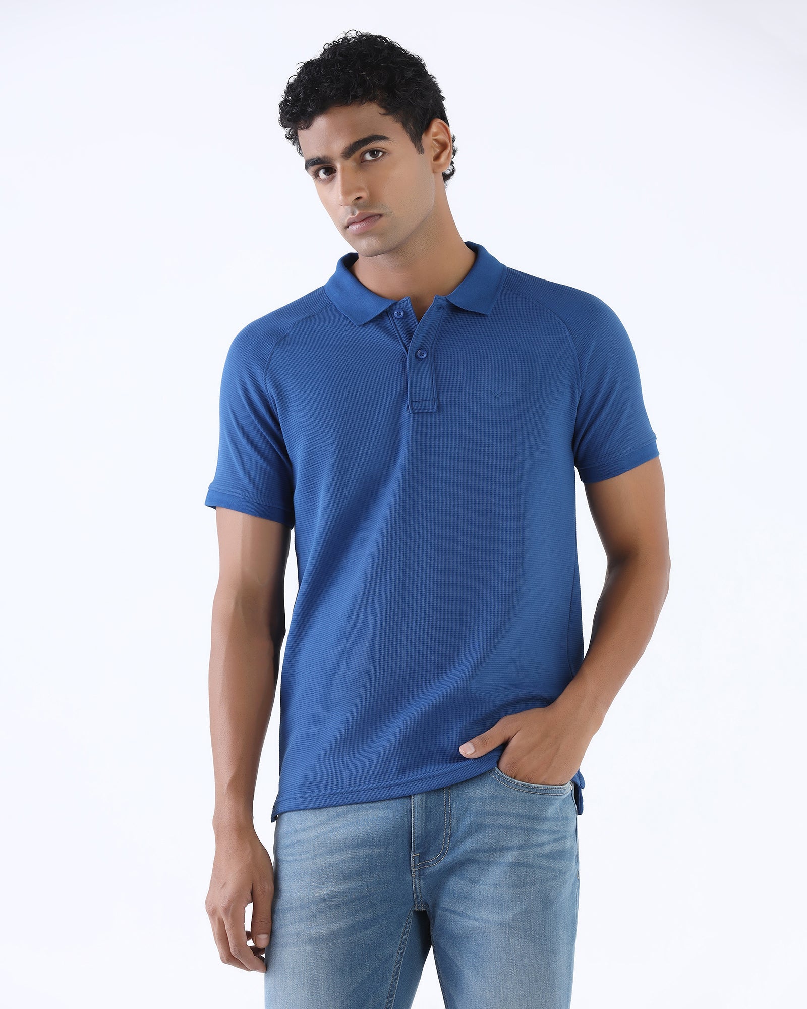 Blue Textured Polo - Jesper