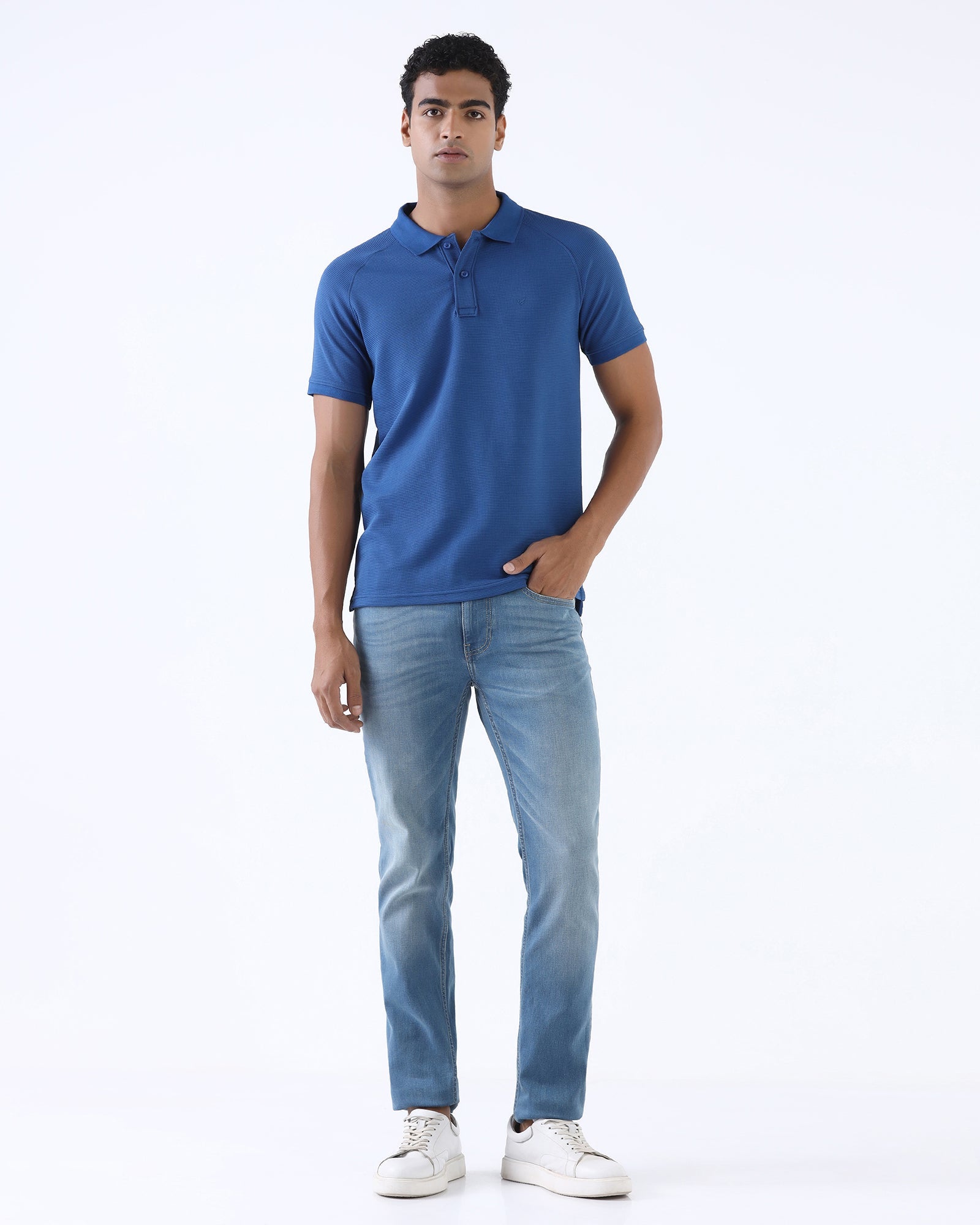 Blue Textured Polo - Jesper