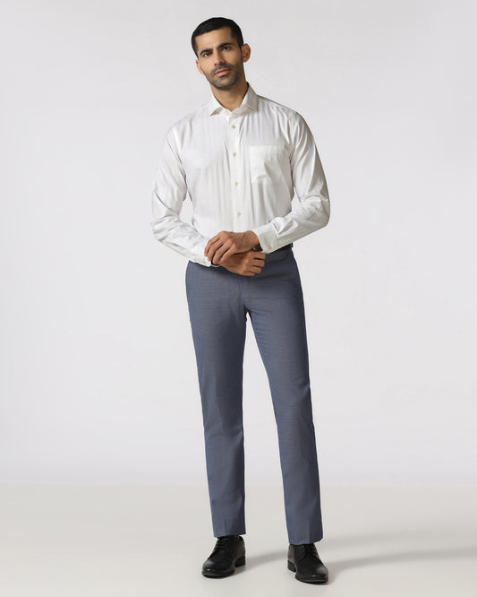 Blue Textured Trouser - Cuba