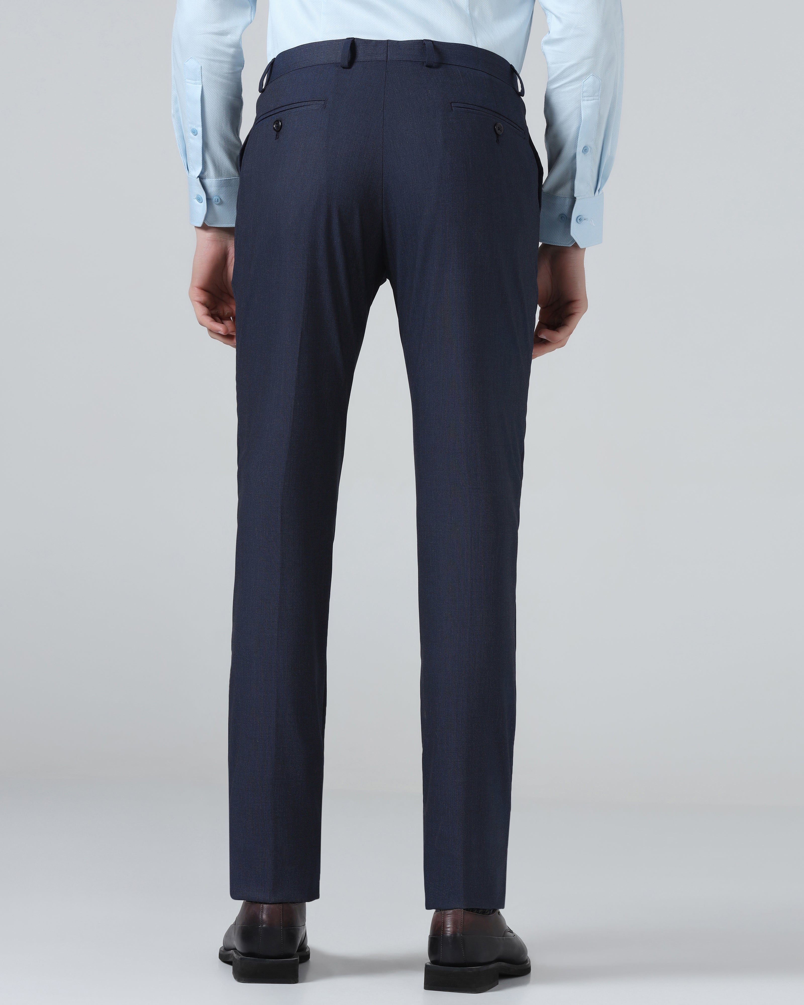 Blue Textured Trouser